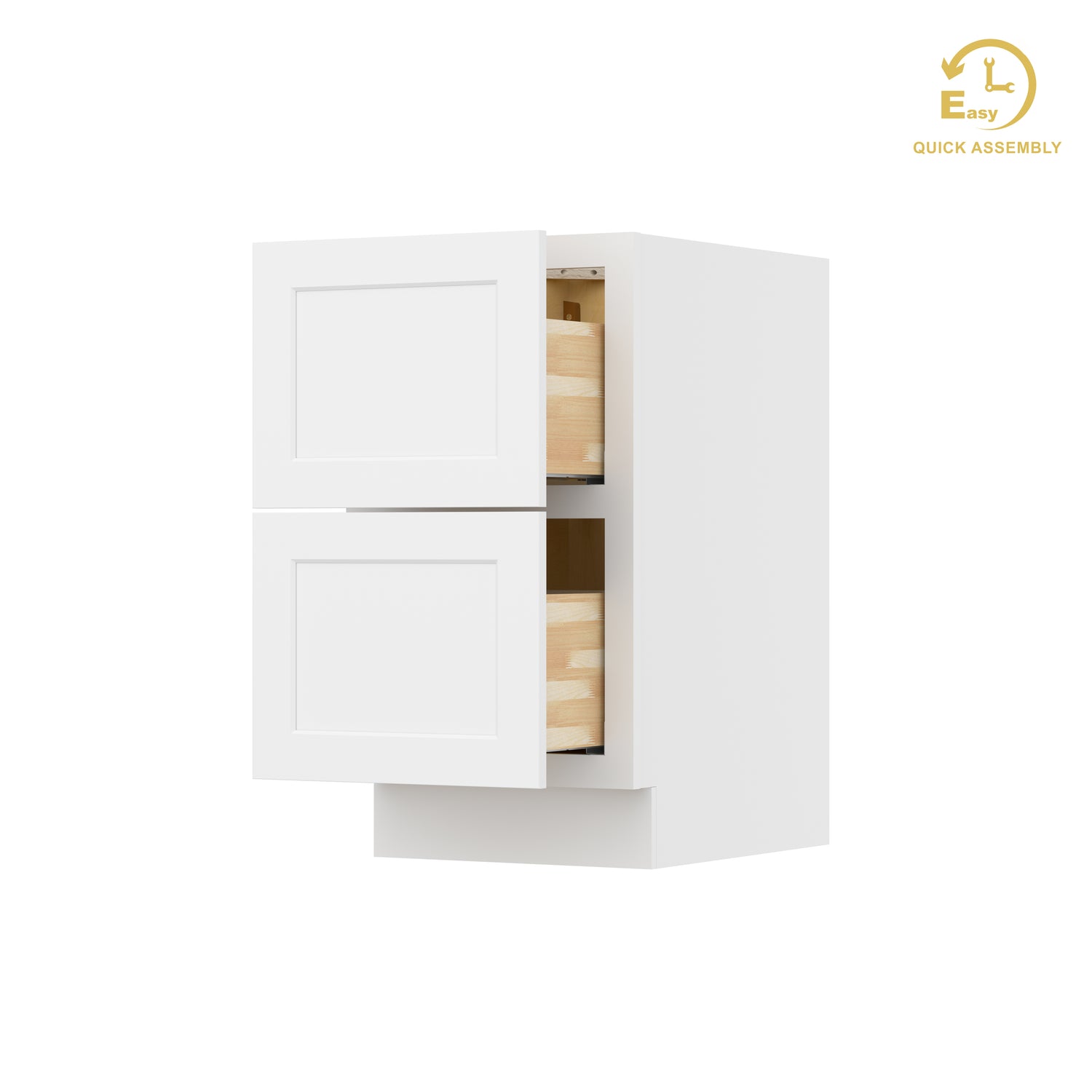 2DB18 Shaker White Two Drawer Base Cabinet