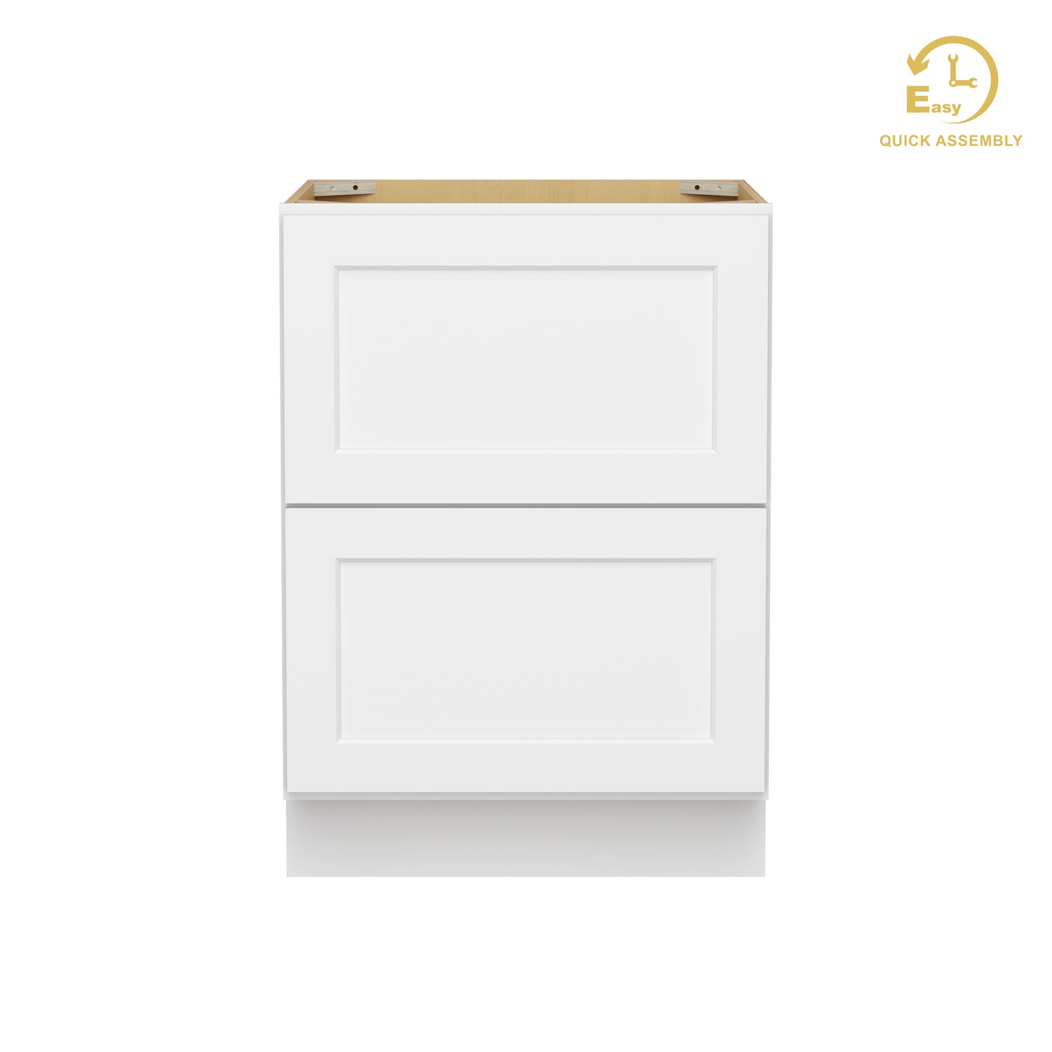 2DB24 Shaker White Two Drawer Base Cabinet