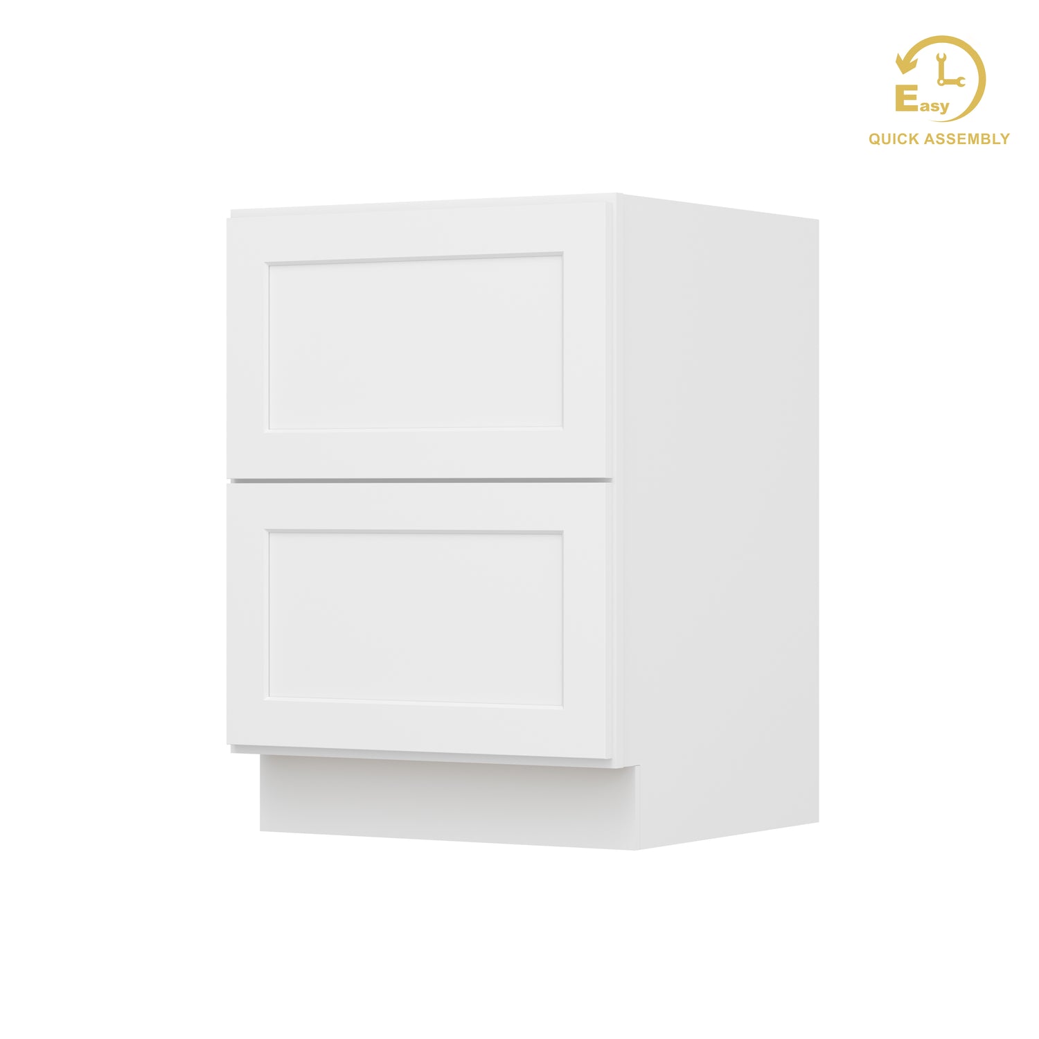2DB24 Shaker White Two Drawer Base Cabinet