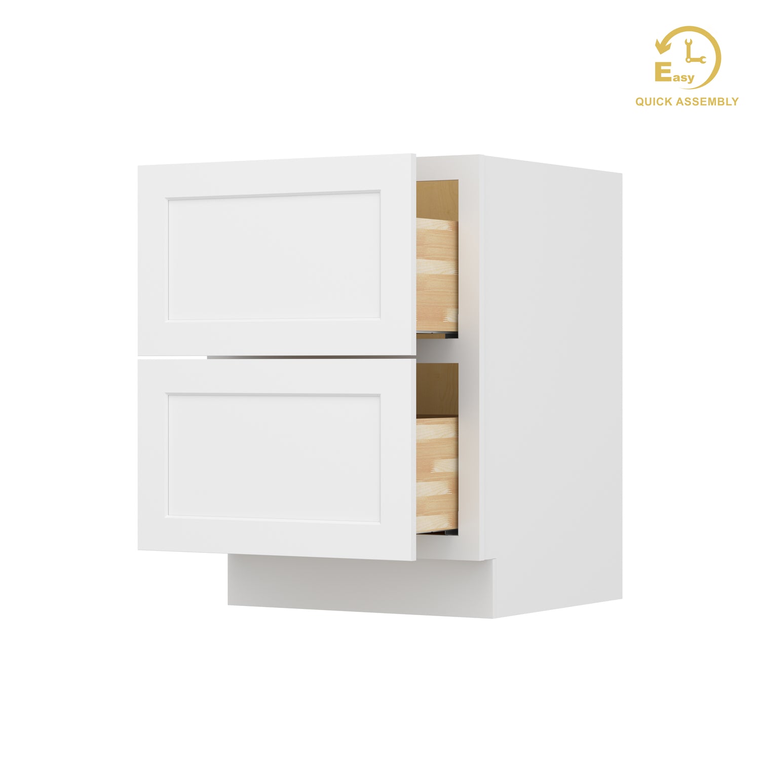 2DB24 Shaker White Two Drawer Base Cabinet