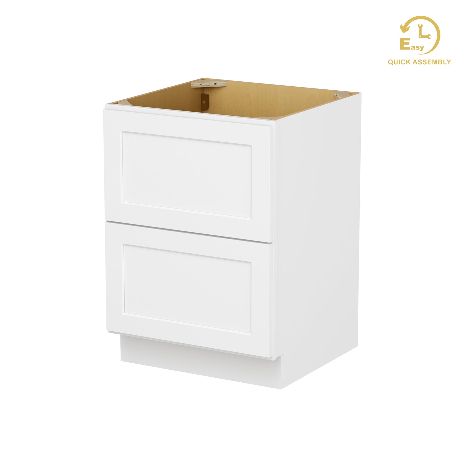 2DB24 Shaker White Two Drawer Base Cabinet