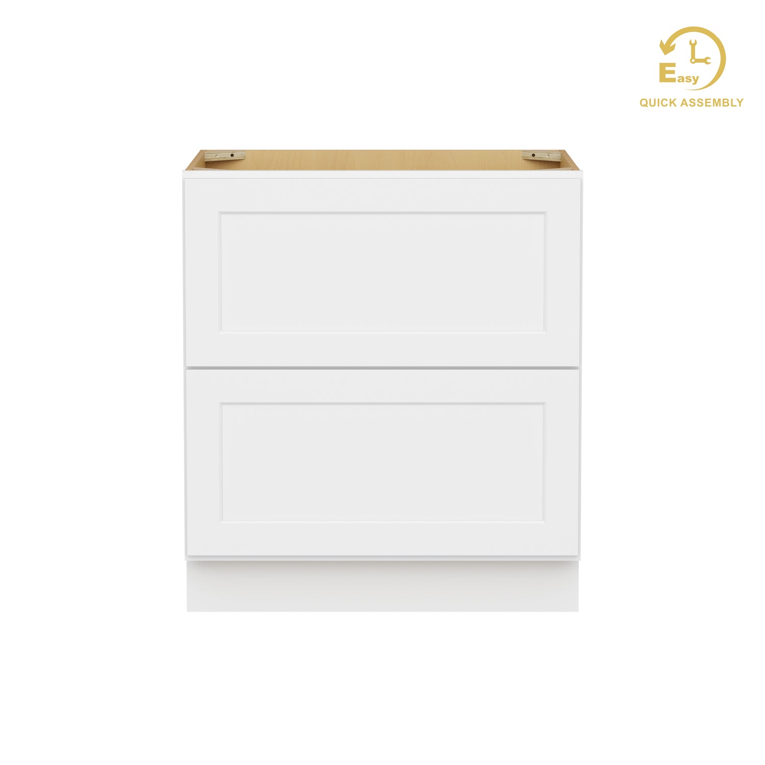 2DB30 Shaker White Two Drawer Base Cabinet