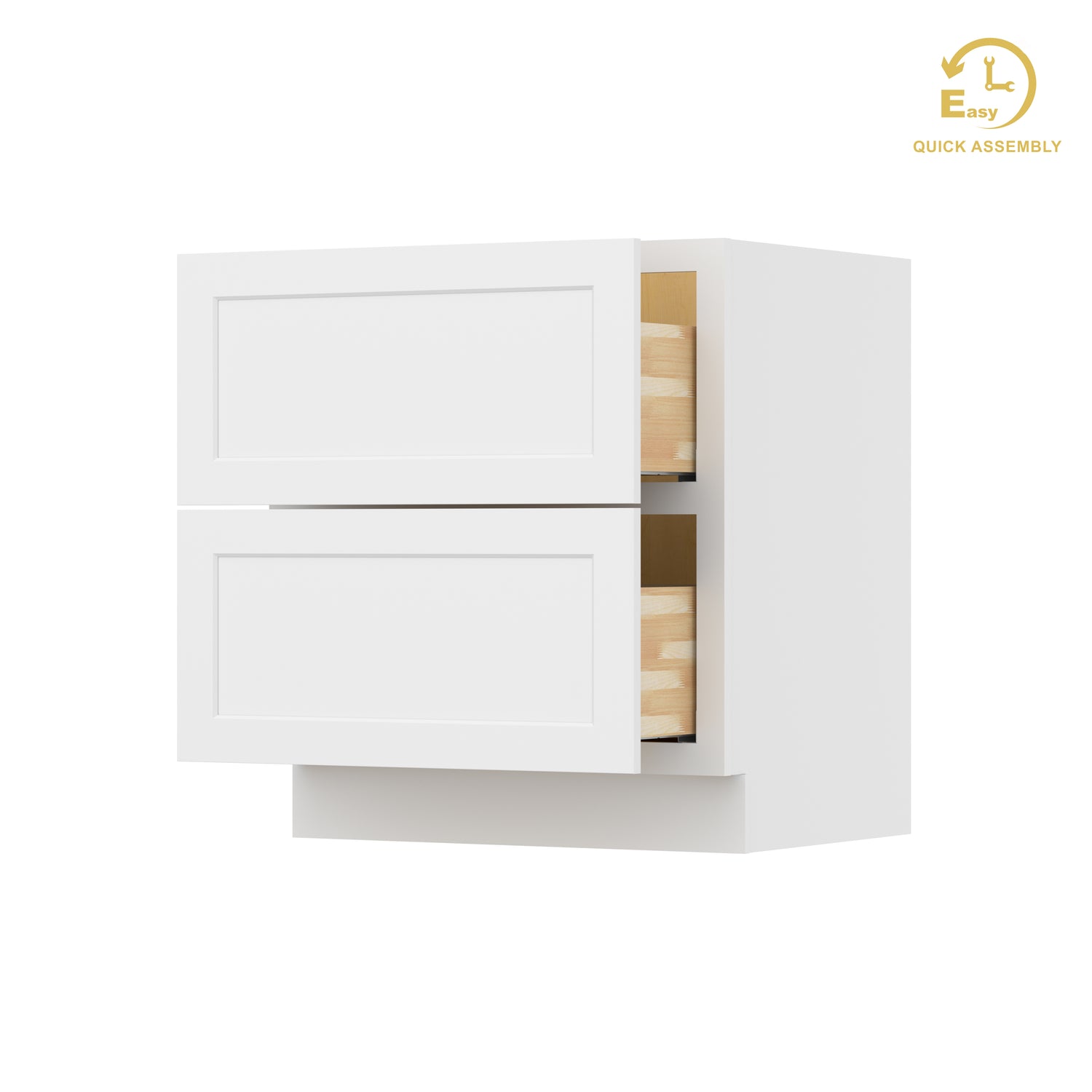 2DB30 Shaker White Two Drawer Base Cabinet