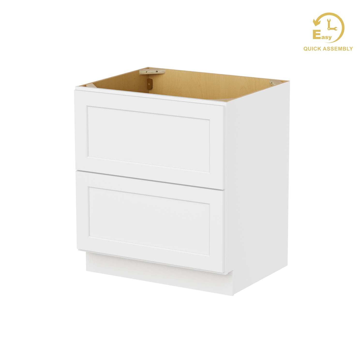 2DB30 Shaker White Two Drawer Base Cabinet