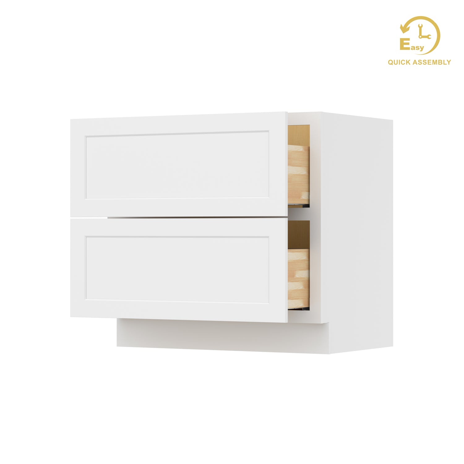 2DB36 Shaker White Two Drawer Base Cabinet