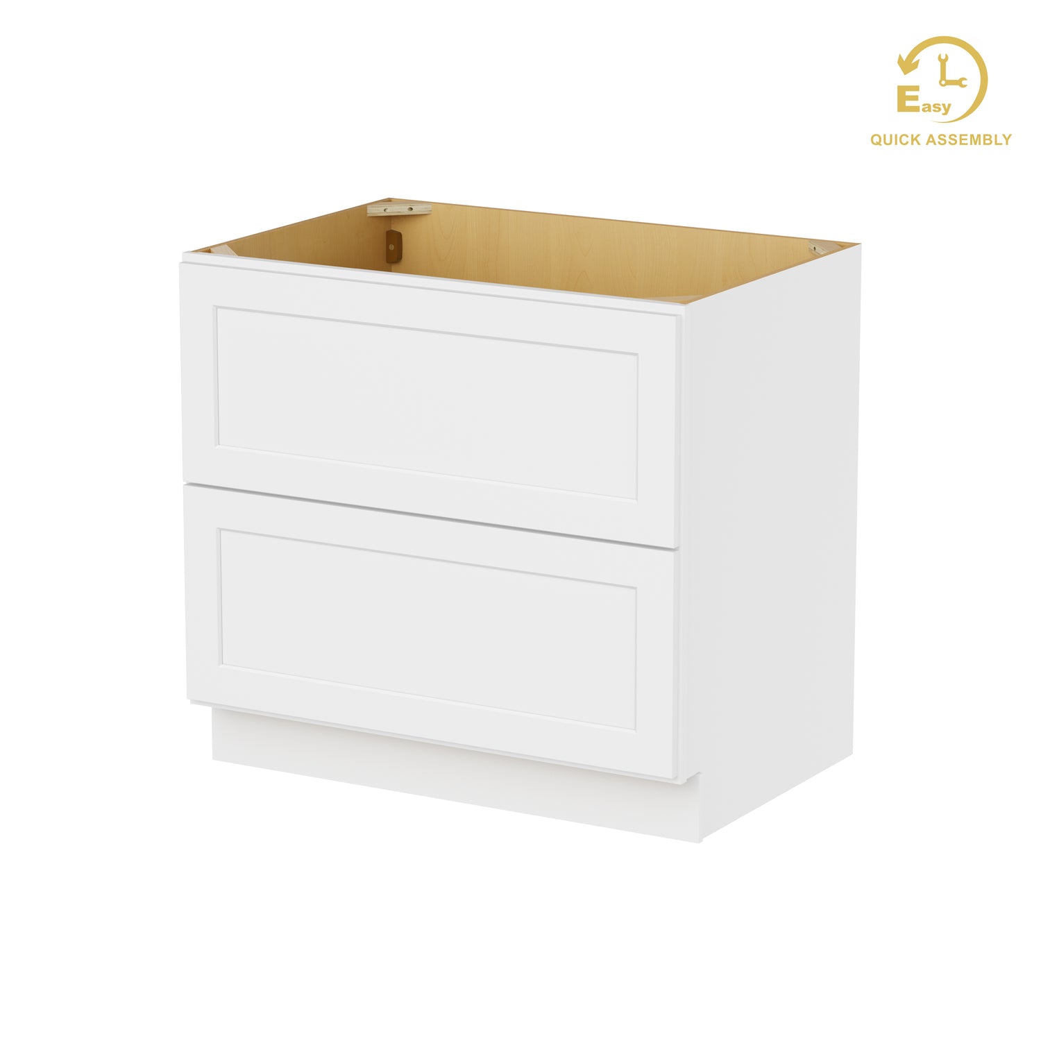 2DB36 Shaker White Two Drawer Base Cabinet