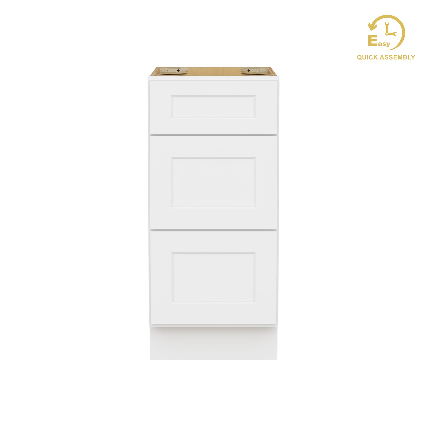 3DB15 Shaker White Three Drawer Base Cabinet