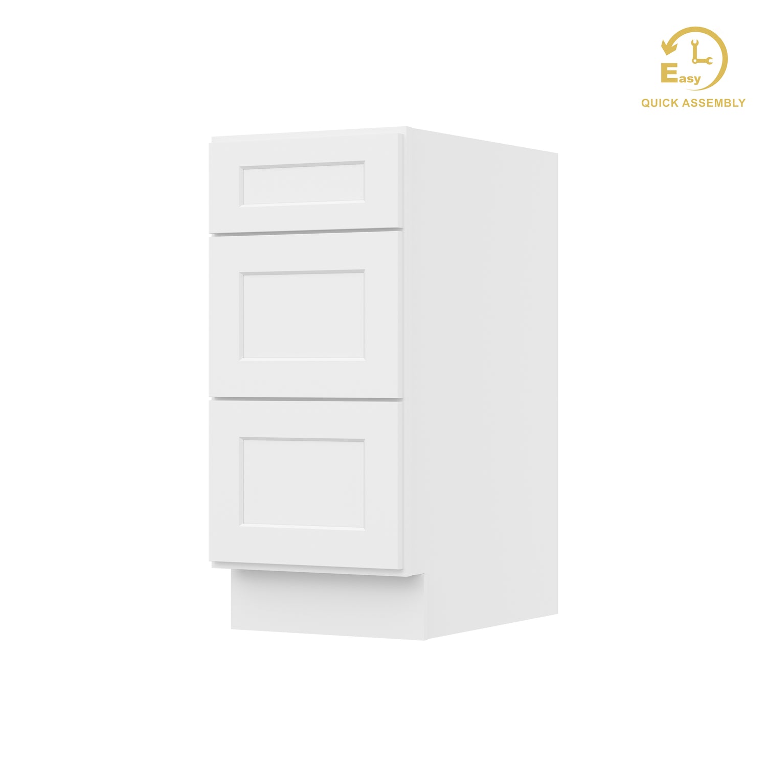 3DB15 Shaker White Three Drawer Base Cabinet