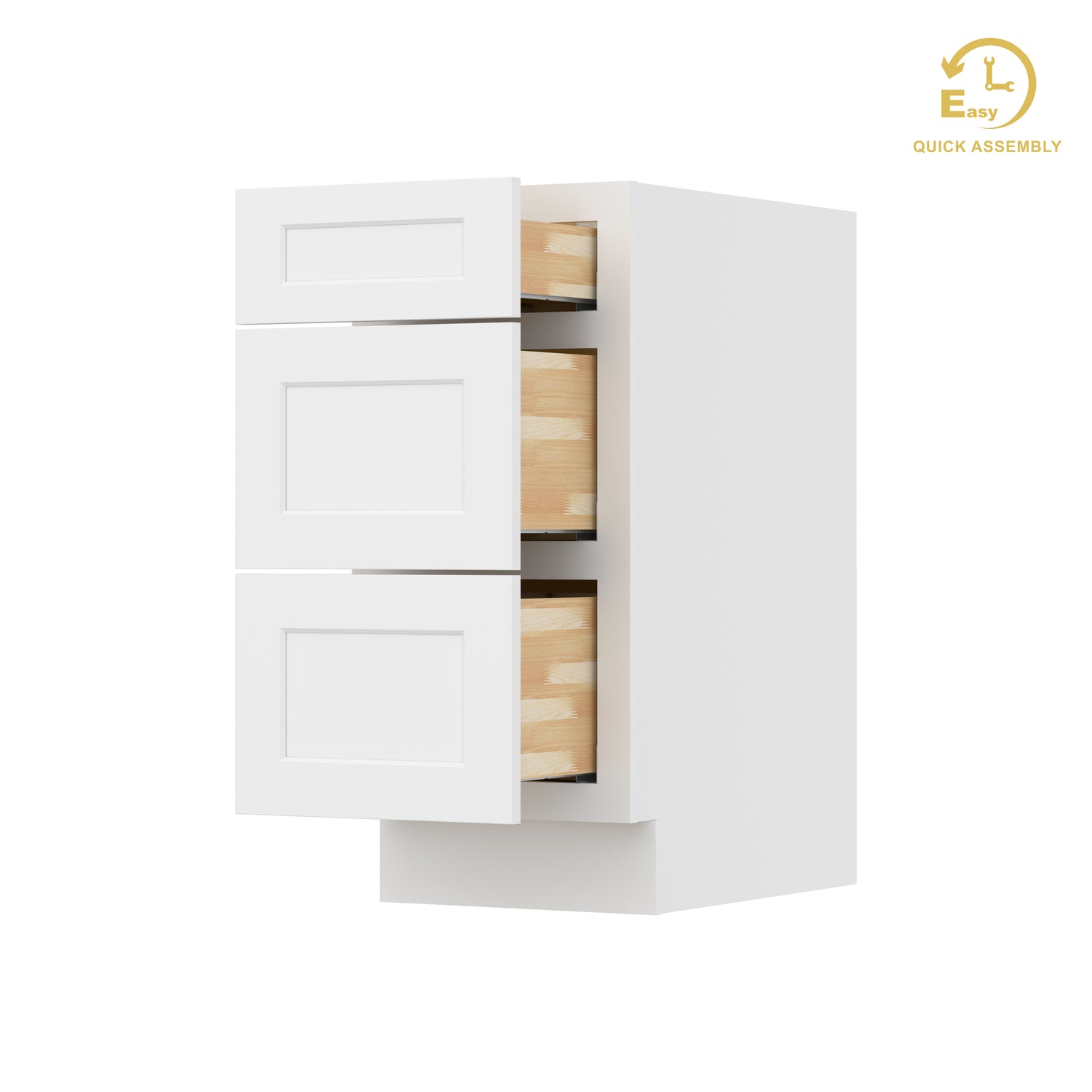 3DB15 Shaker White Three Drawer Base Cabinet