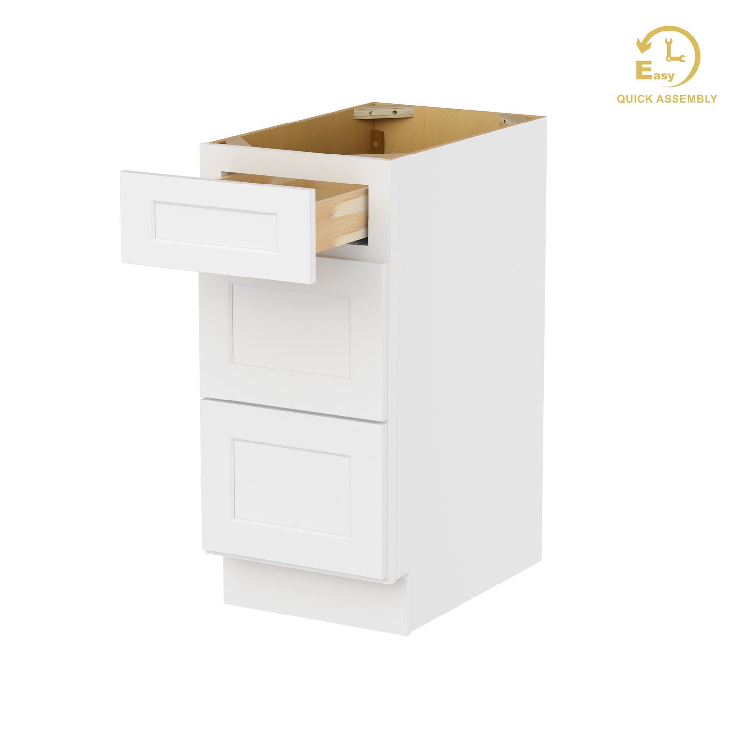 3DB15 Shaker White Three Drawer Base Cabinet