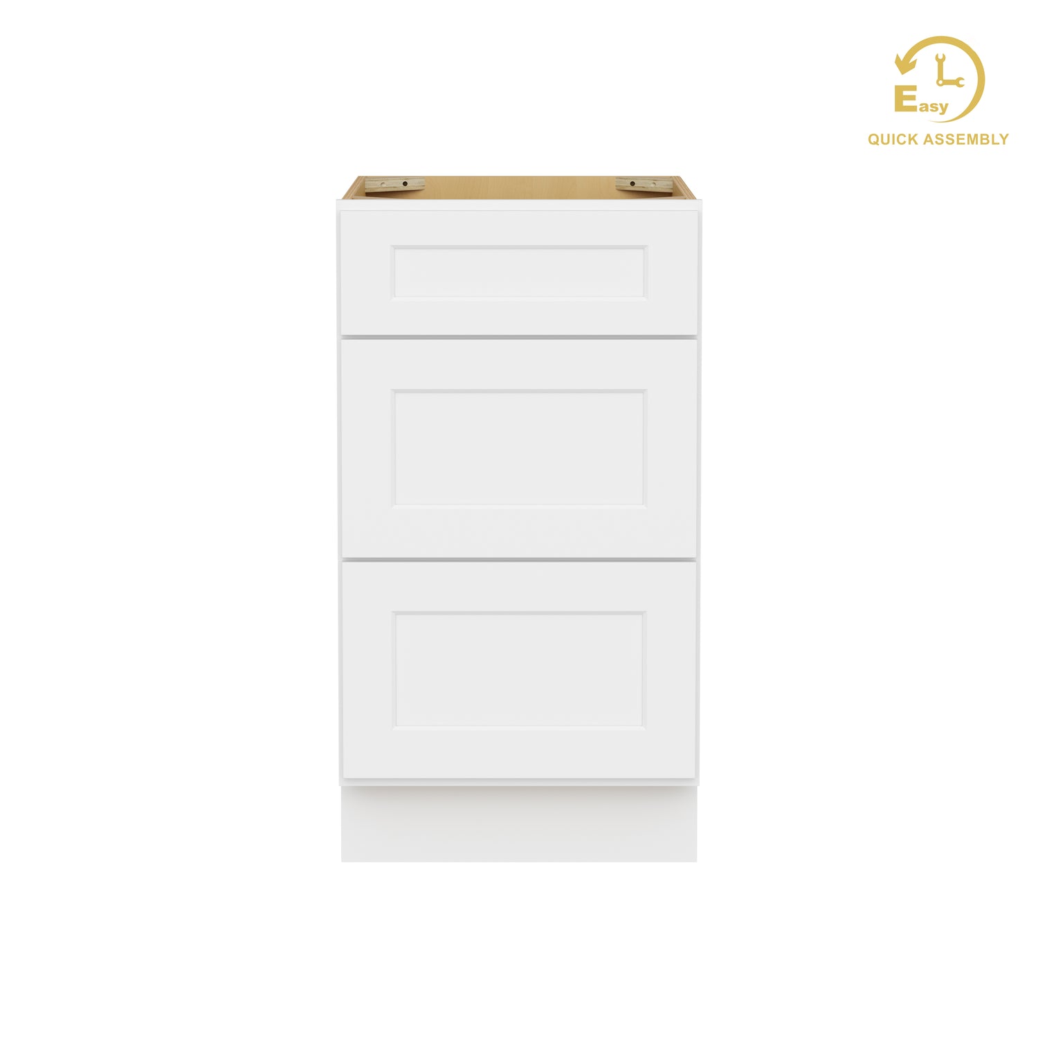 3DB18 Shaker White Three Drawer Base Cabinet