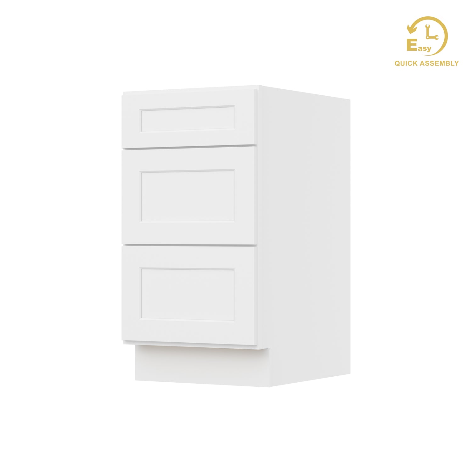 3DB18 Shaker White Three Drawer Base Cabinet