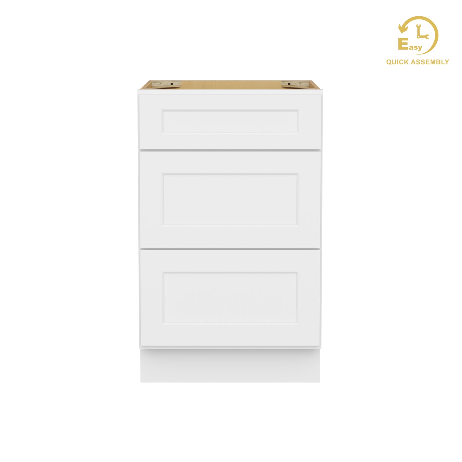 3DB21 Shaker White Three Drawer Base Cabinet