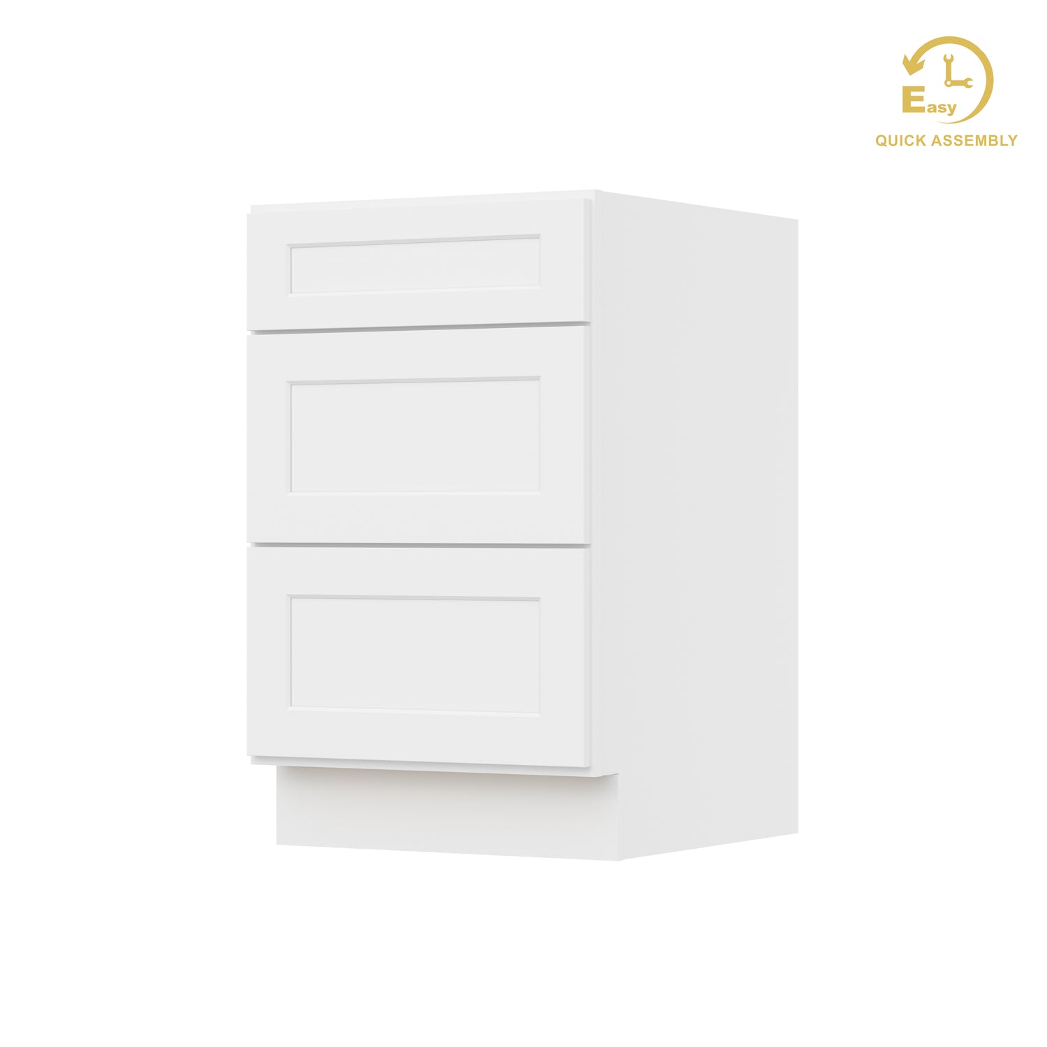 3DB21 Shaker White Three Drawer Base Cabinet