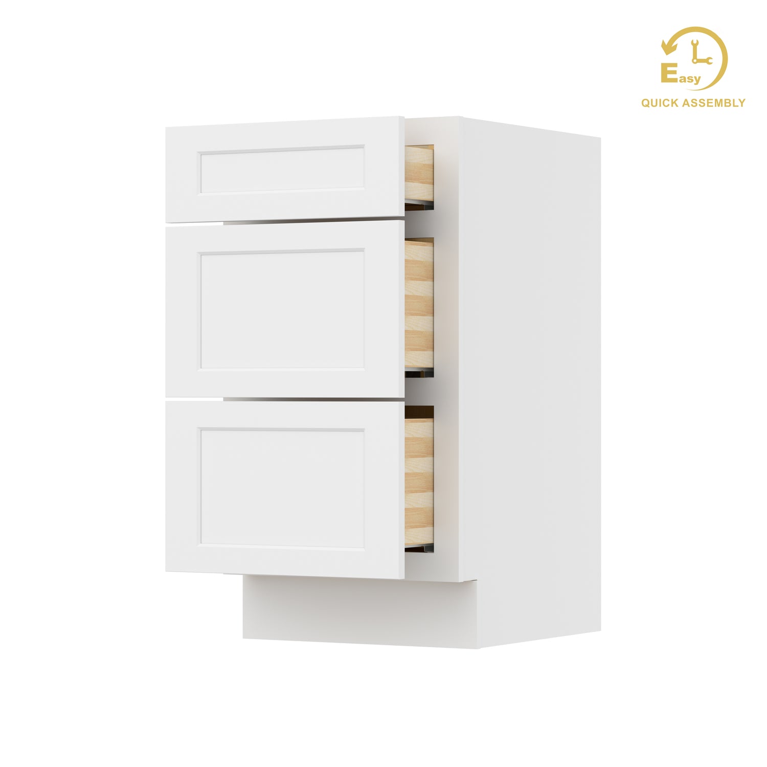 3VDB18 Shaker Antique White Three Drawer Vanity Base Cabinet