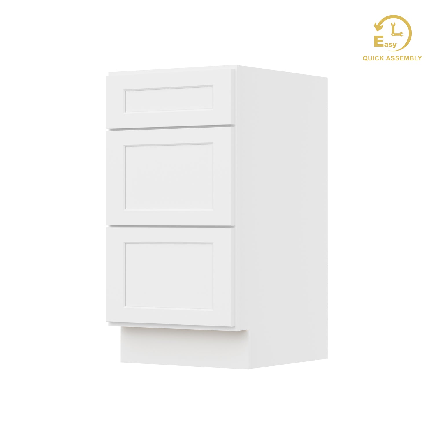 3VDB18 Shaker Antique White Three Drawer Vanity Base Cabinet