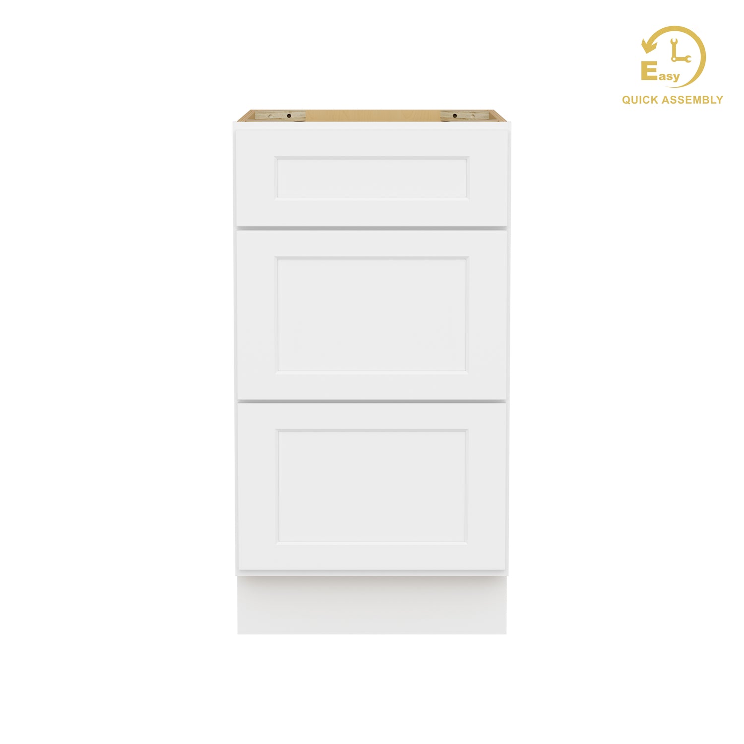 3VDB18 Shaker Antique White Three Drawer Vanity Base Cabinet