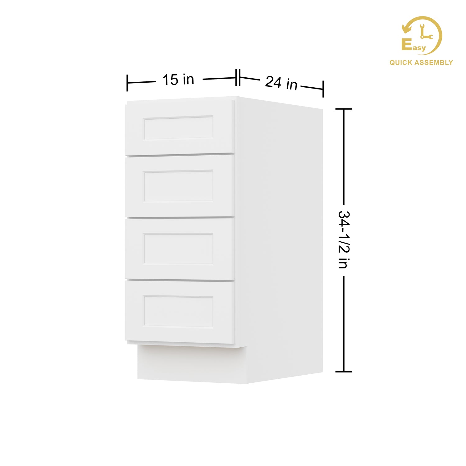 4DB15 Shaker White Four Drawer Base Cabinet