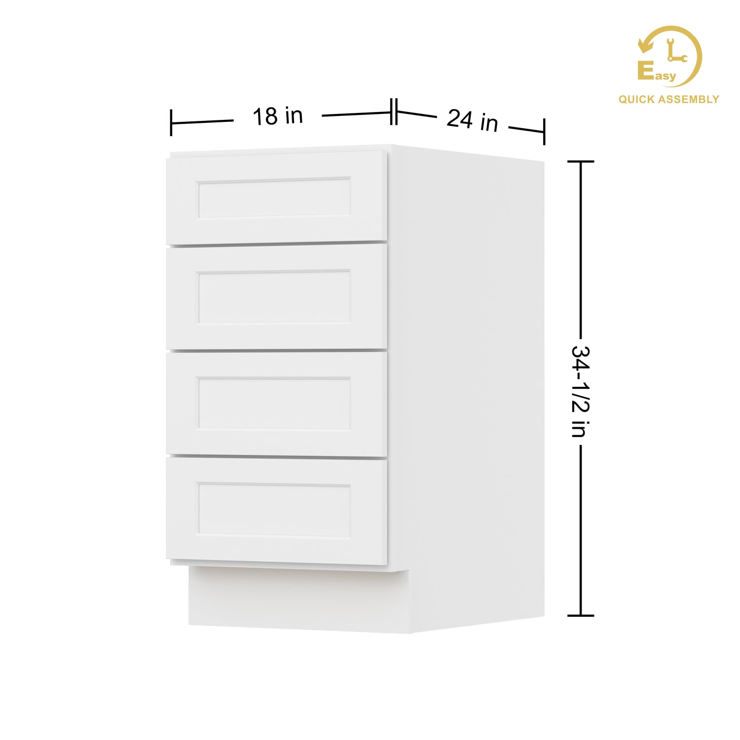4DB18 Shaker White Four Drawer Base Cabinet