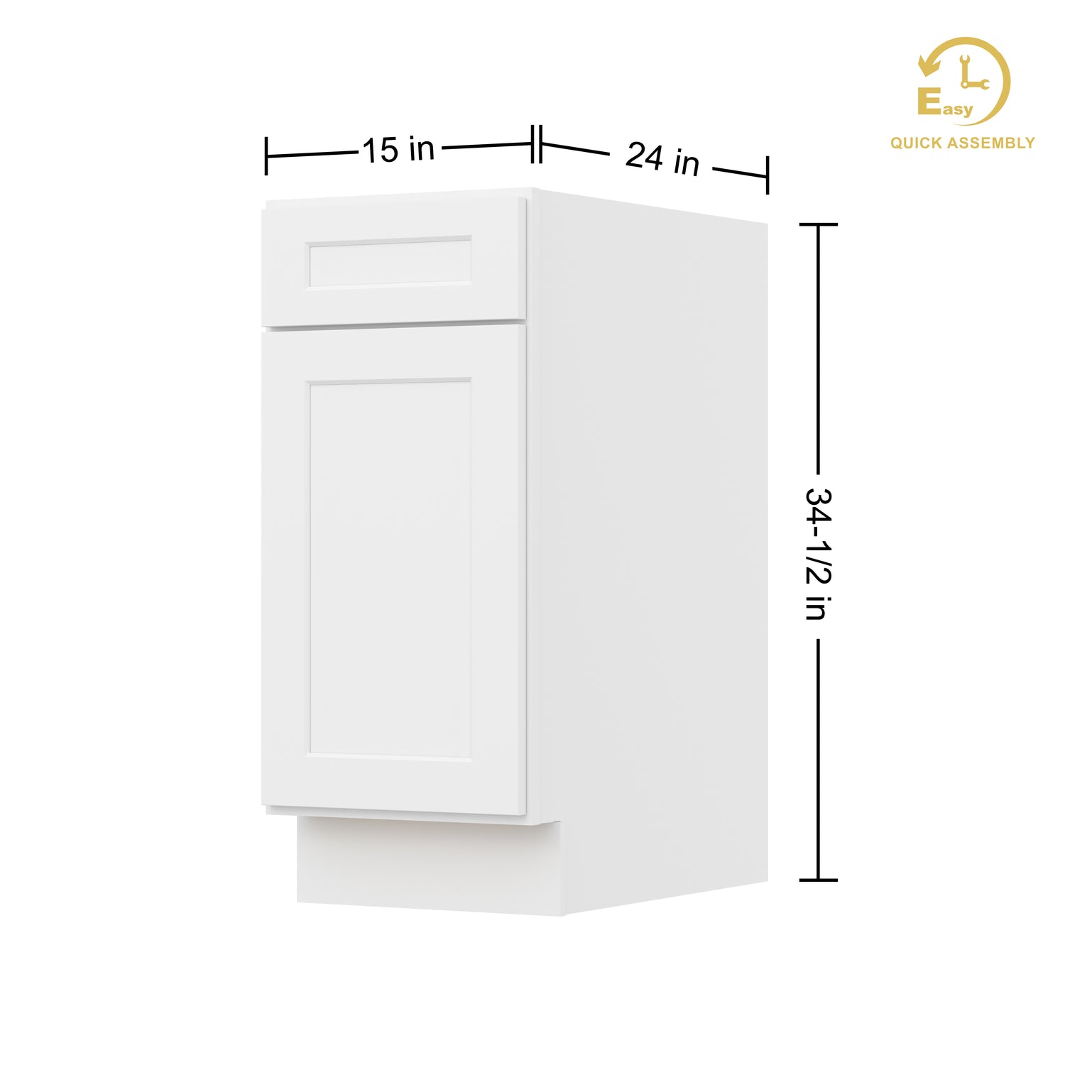 B15 Shaker White Single Door Base Cabinet