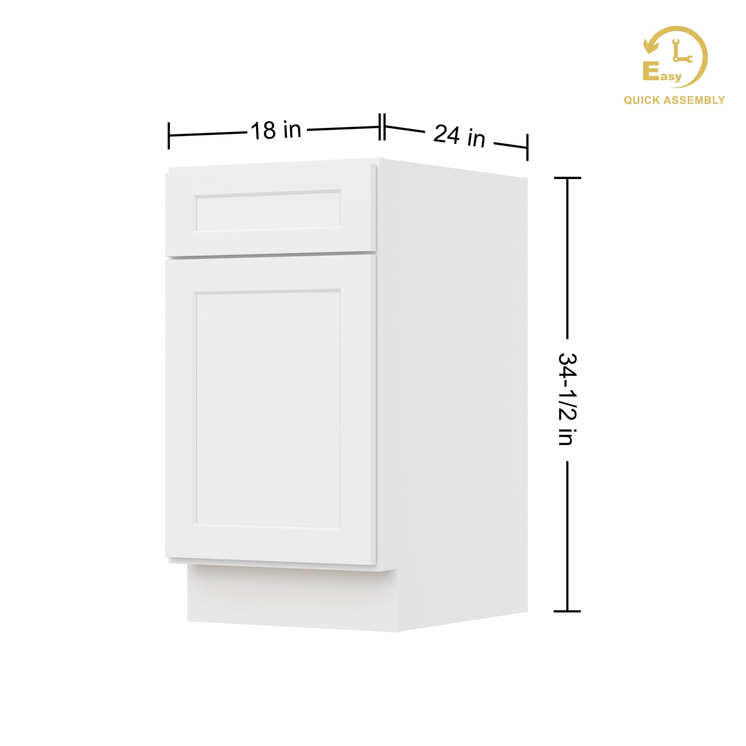 B18 Shaker White Single Door Base Cabinet