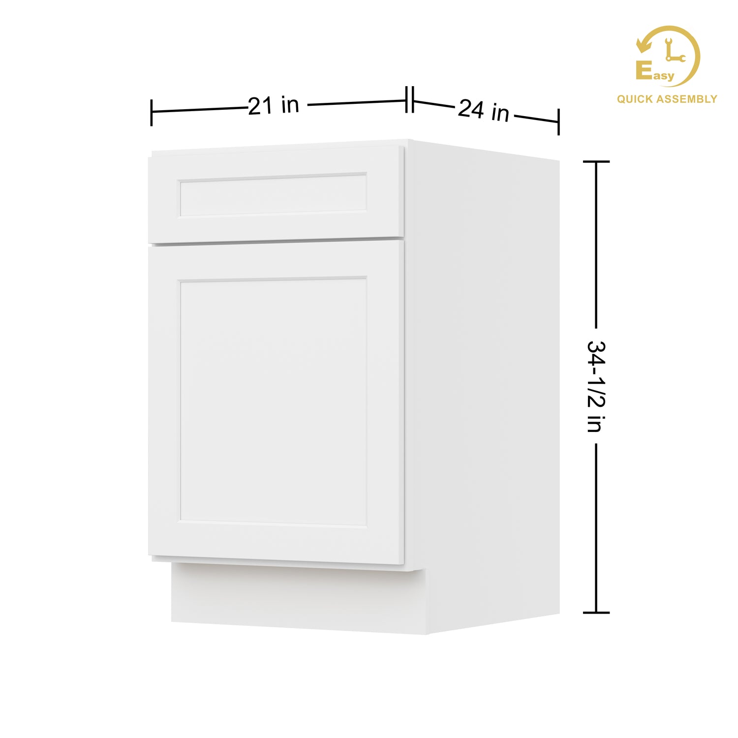 B21 Shaker White Single Door Base Cabinet