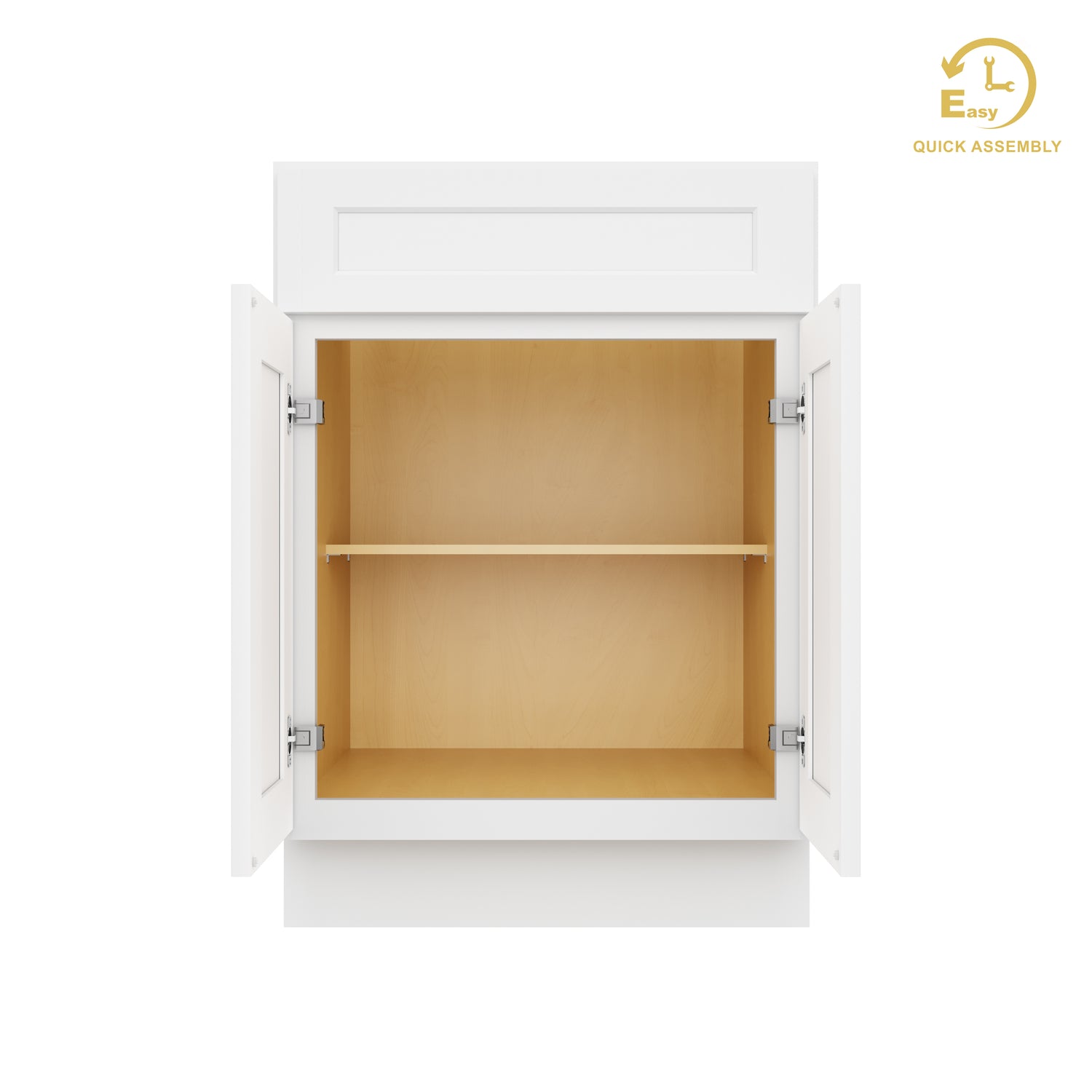 B24 Shaker White Double Door Base Cabinet