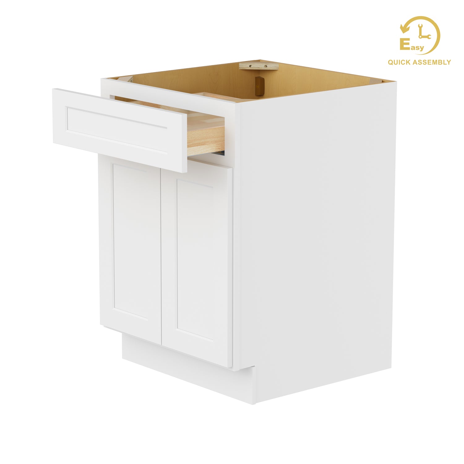 B24 Shaker White Double Door Base Cabinet