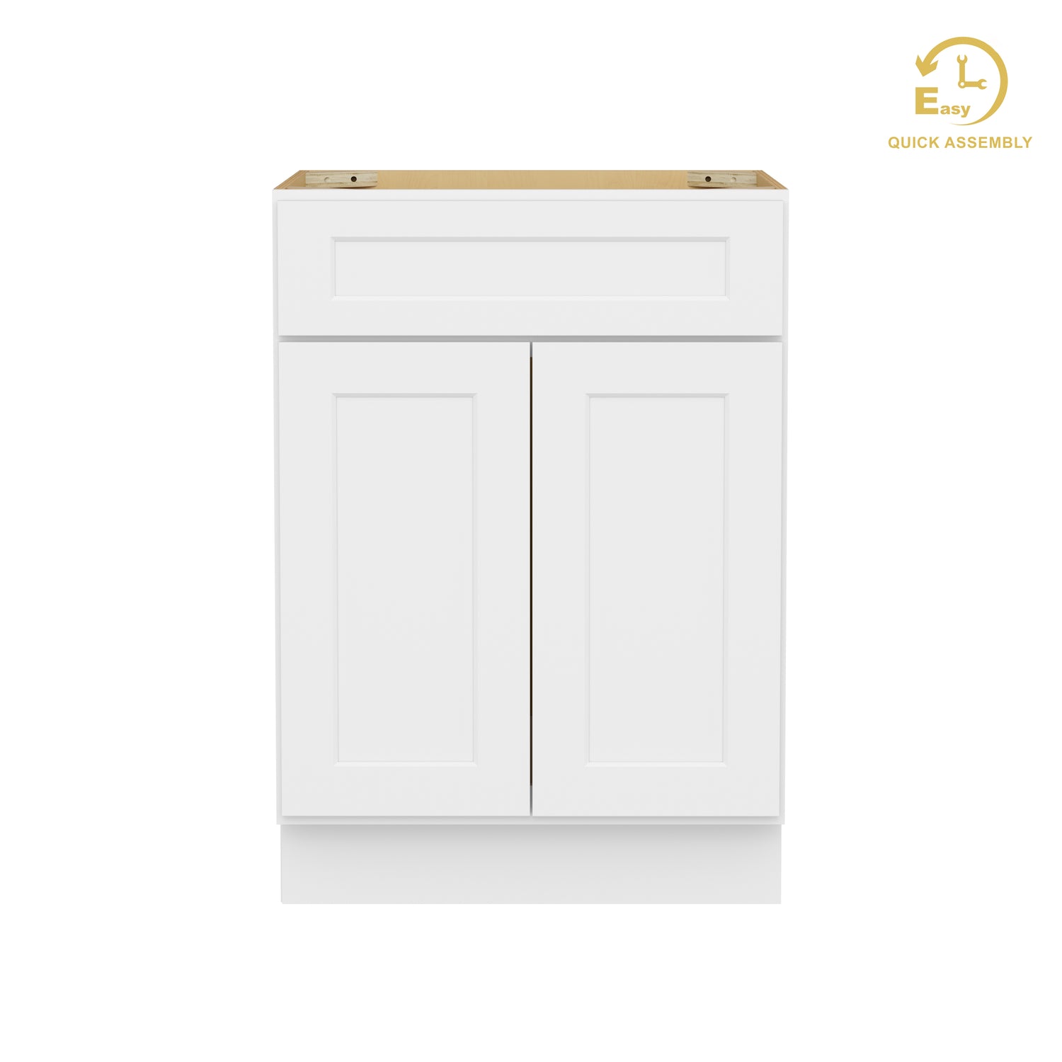 B24 Shaker White Double Door Base Cabinet
