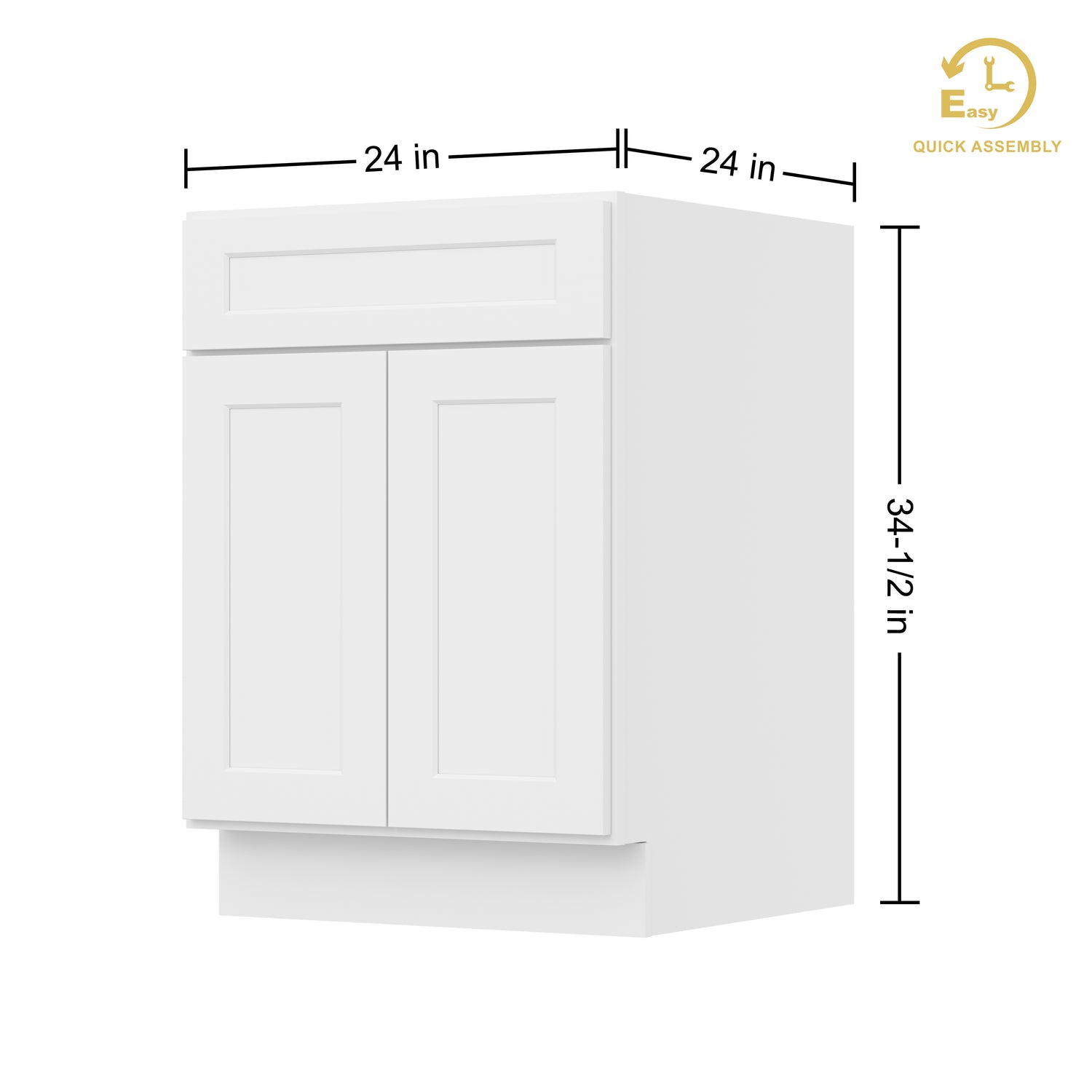 B24 Shaker White Double Door Base Cabinet