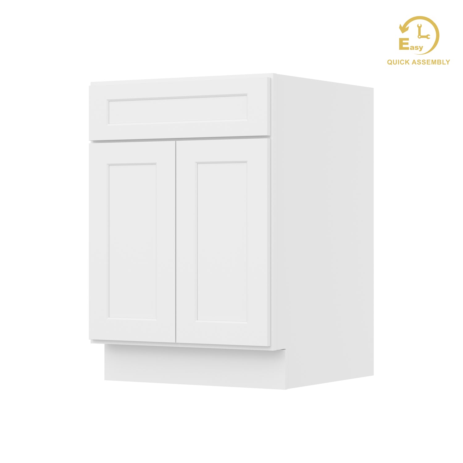 B24 Shaker White Double Door Base Cabinet