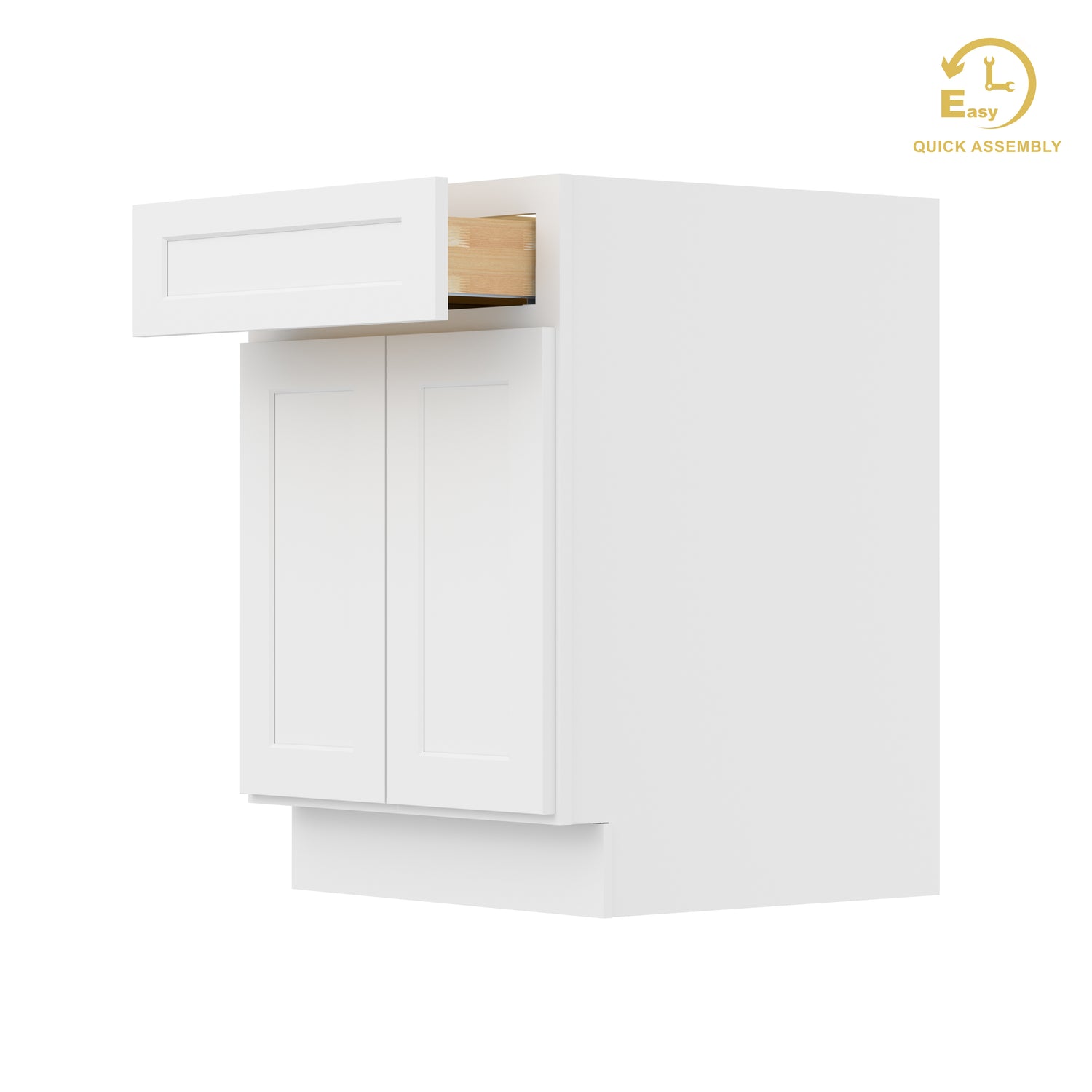 B24 Shaker White Double Door Base Cabinet
