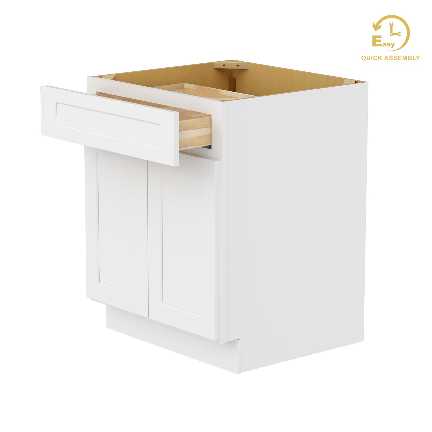 B27 Shaker White Double Door Base Cabinet
