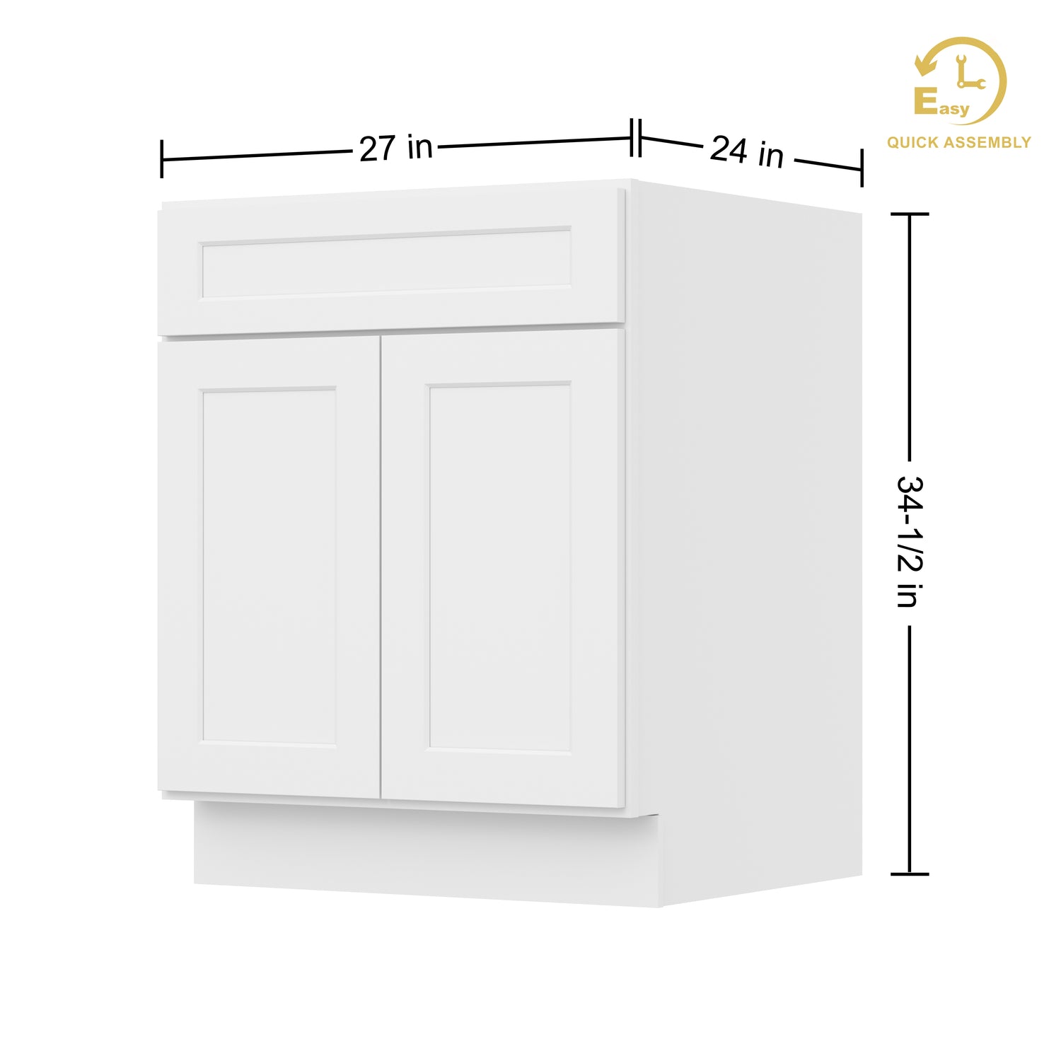 B27 Shaker White Double Door Base Cabinet