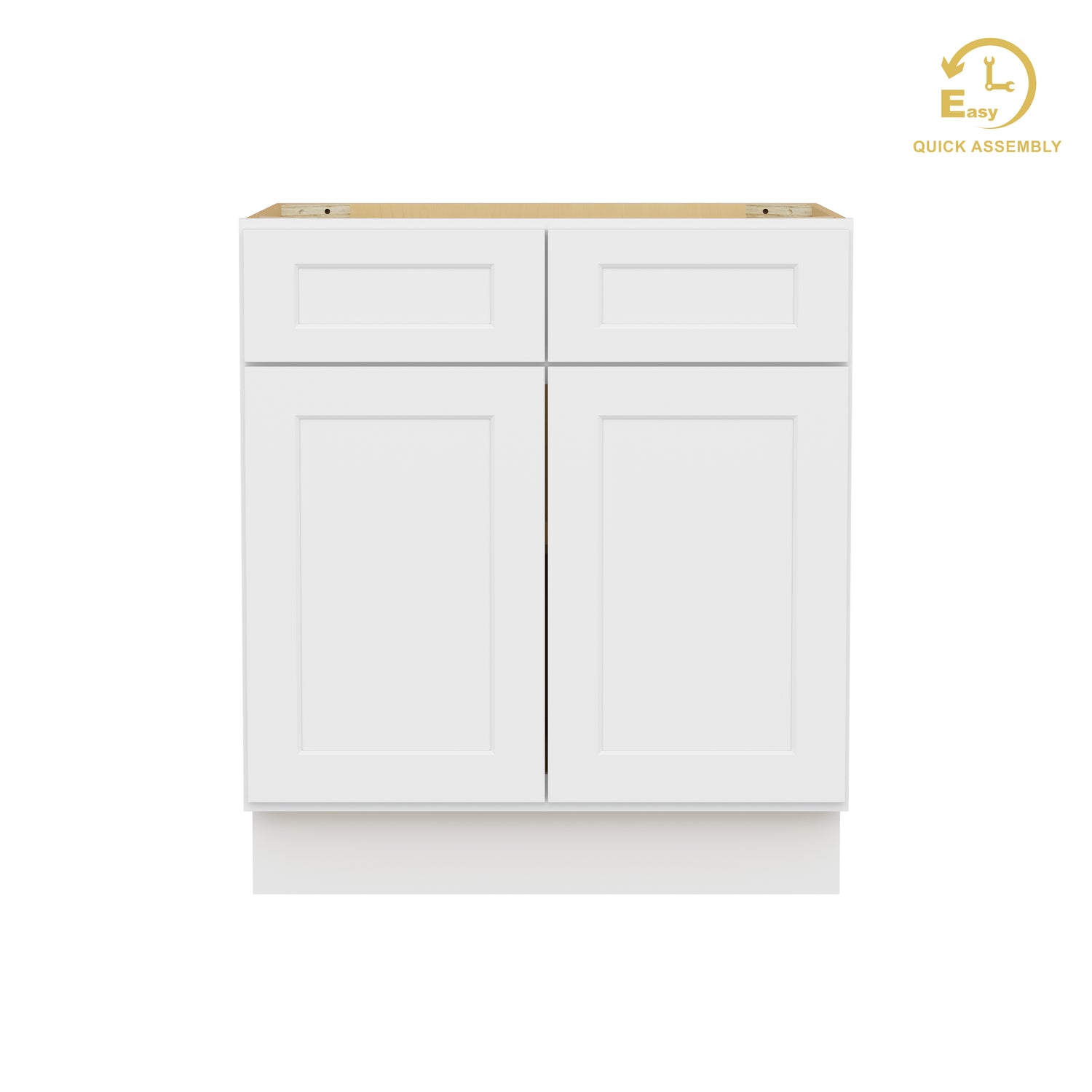B30 Shaker White Double Door Base Cabinet