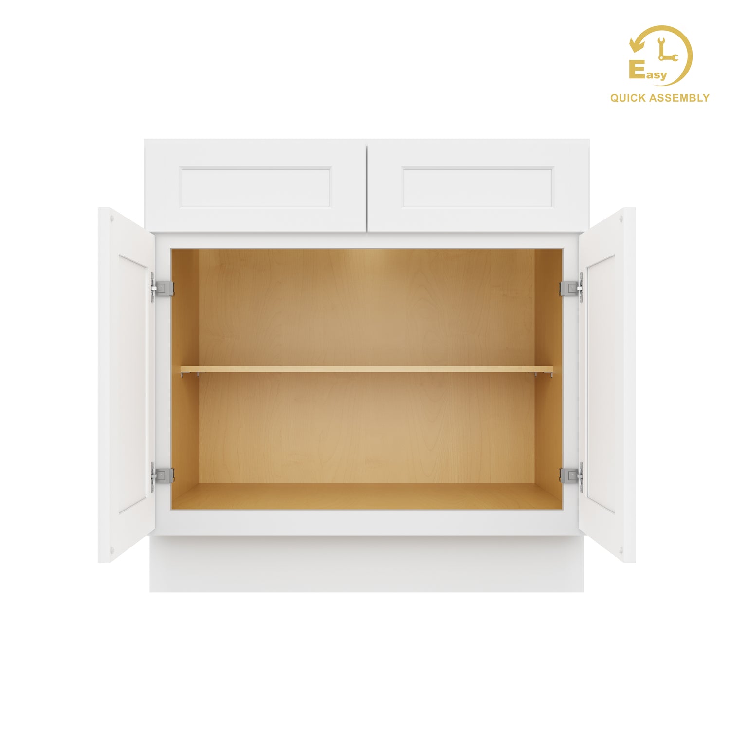 B33 Shaker White Double Door Base Cabinet