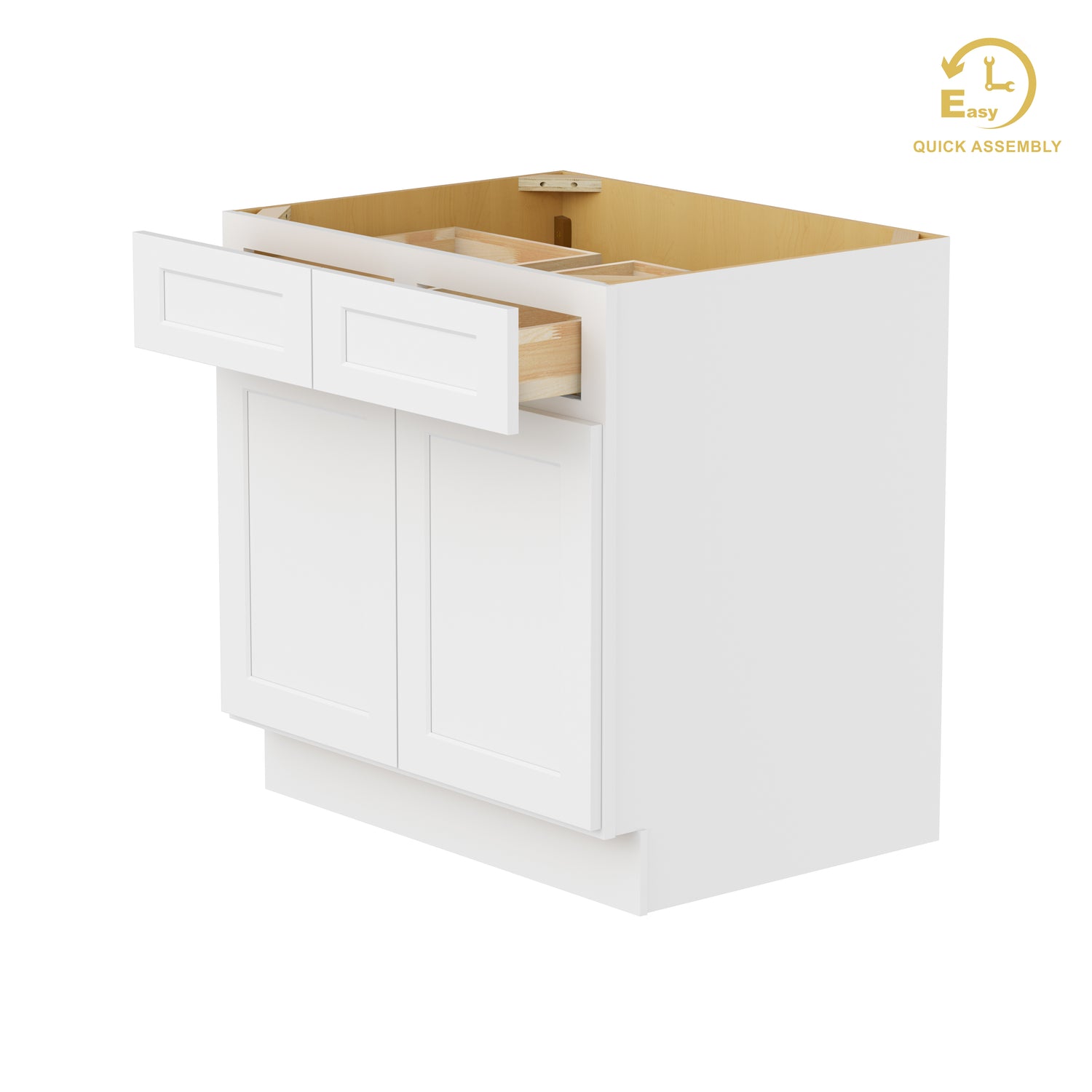 B33 Shaker White Double Door Base Cabinet