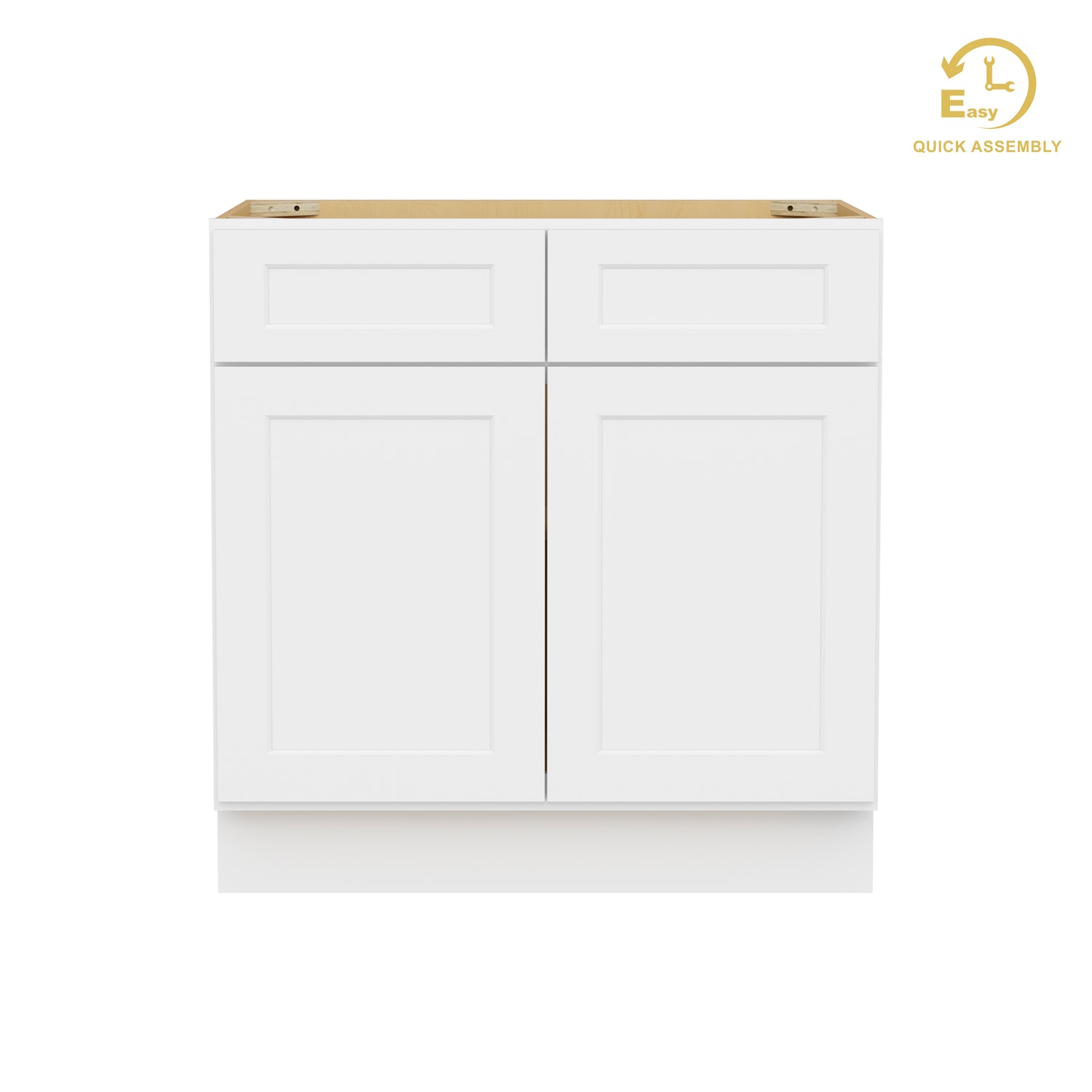 B33 Shaker White Double Door Base Cabinet