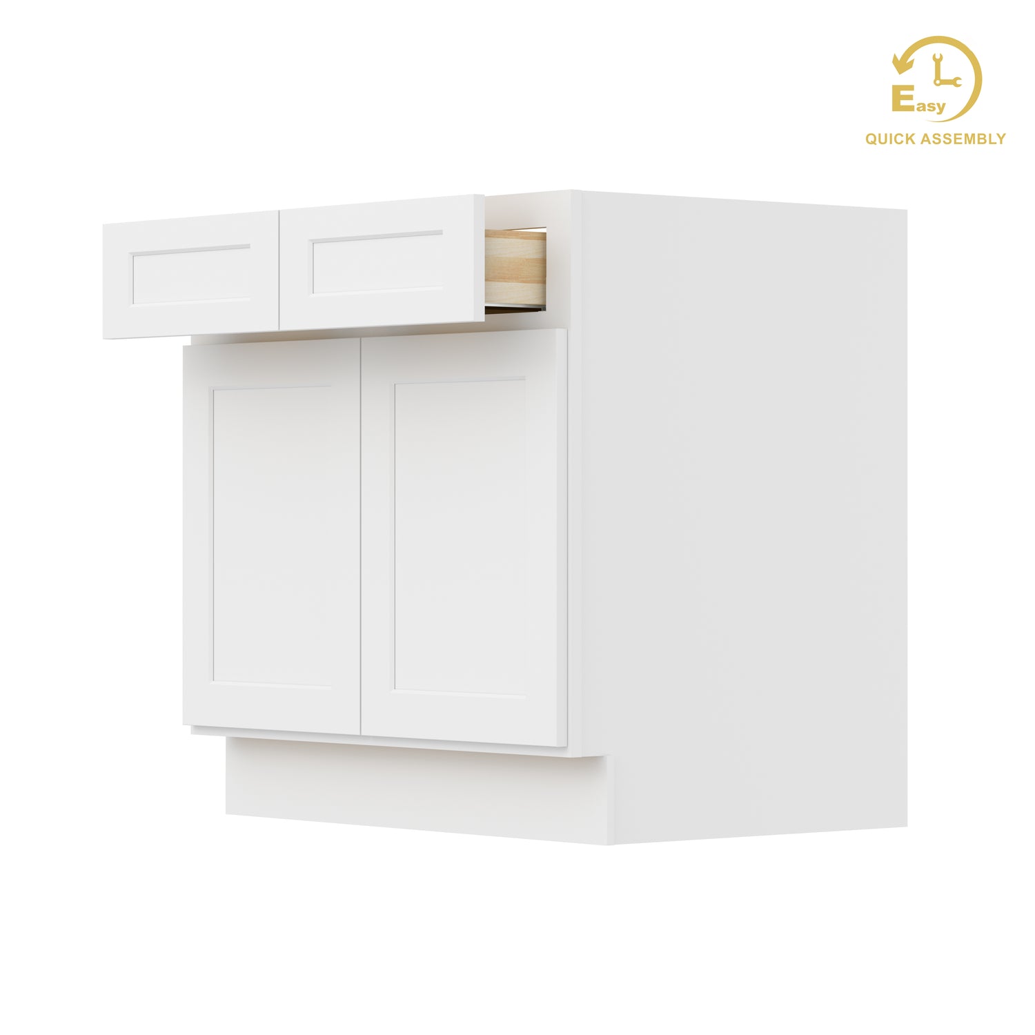 B33 Shaker White Double Door Base Cabinet
