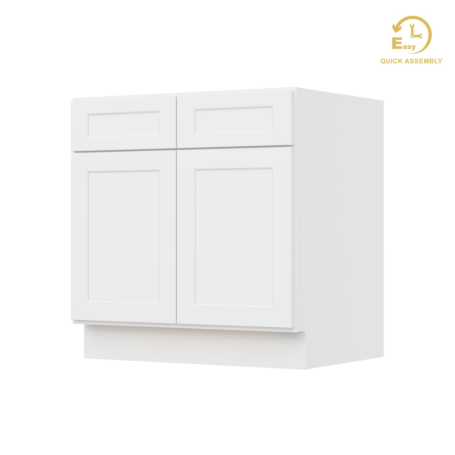 B33 Shaker White Double Door Base Cabinet