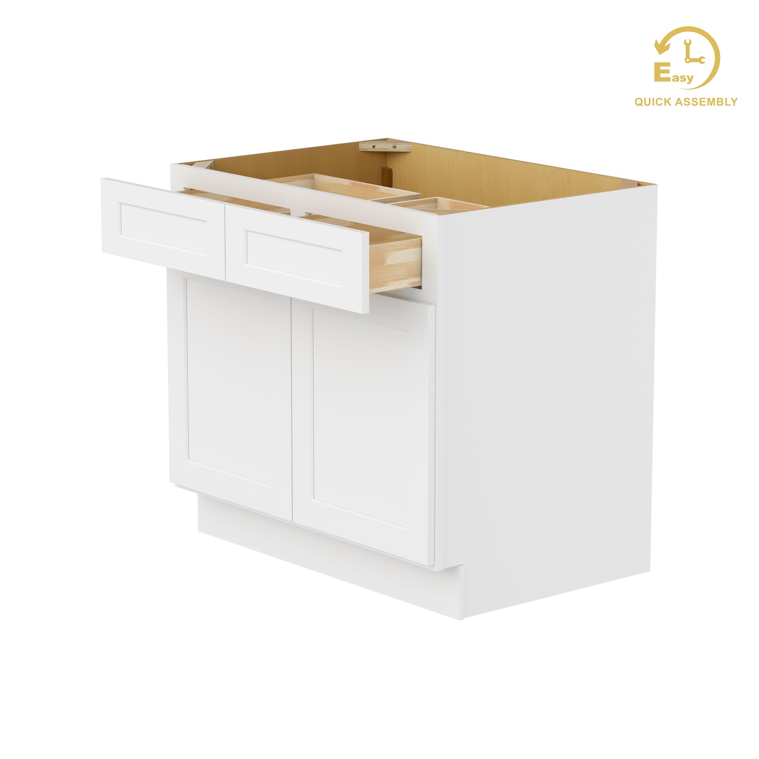 B36 Shaker White Double Door Base Cabinet