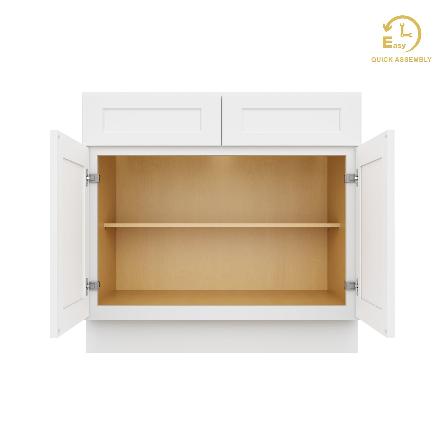 B36 Shaker White Double Door Base Cabinet