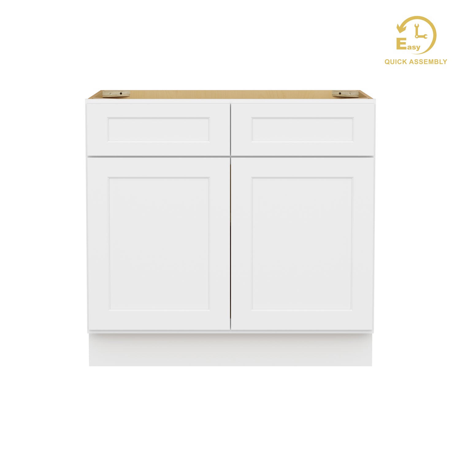 B36 Shaker White Double Door Base Cabinet