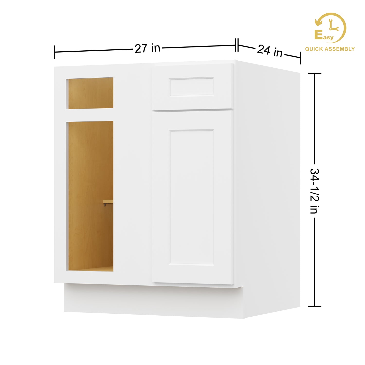 BBC36 Shaker White Base Blind Corner Cabinet