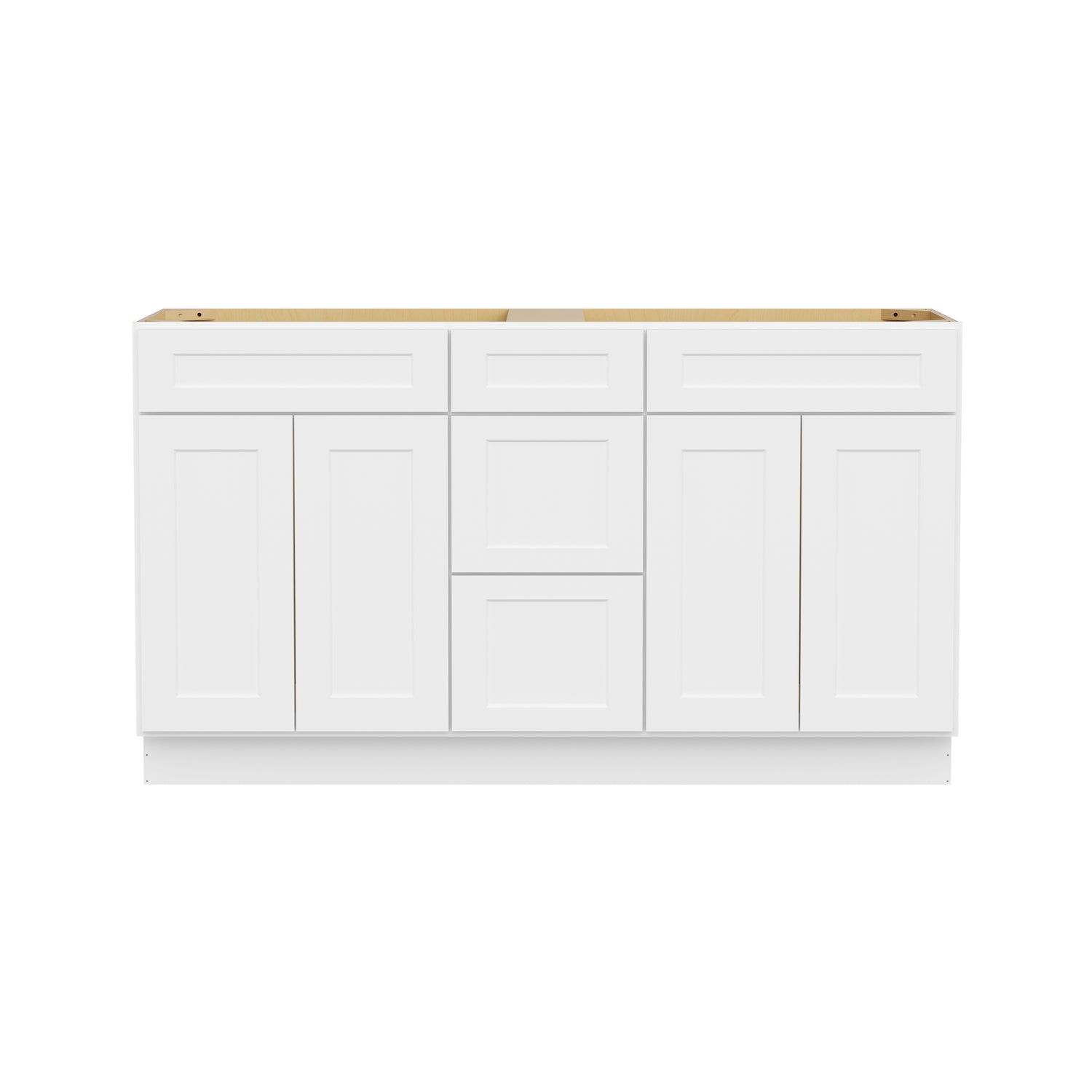 VSDB60 Shaker White Vanity Double Sink Base Cabinet