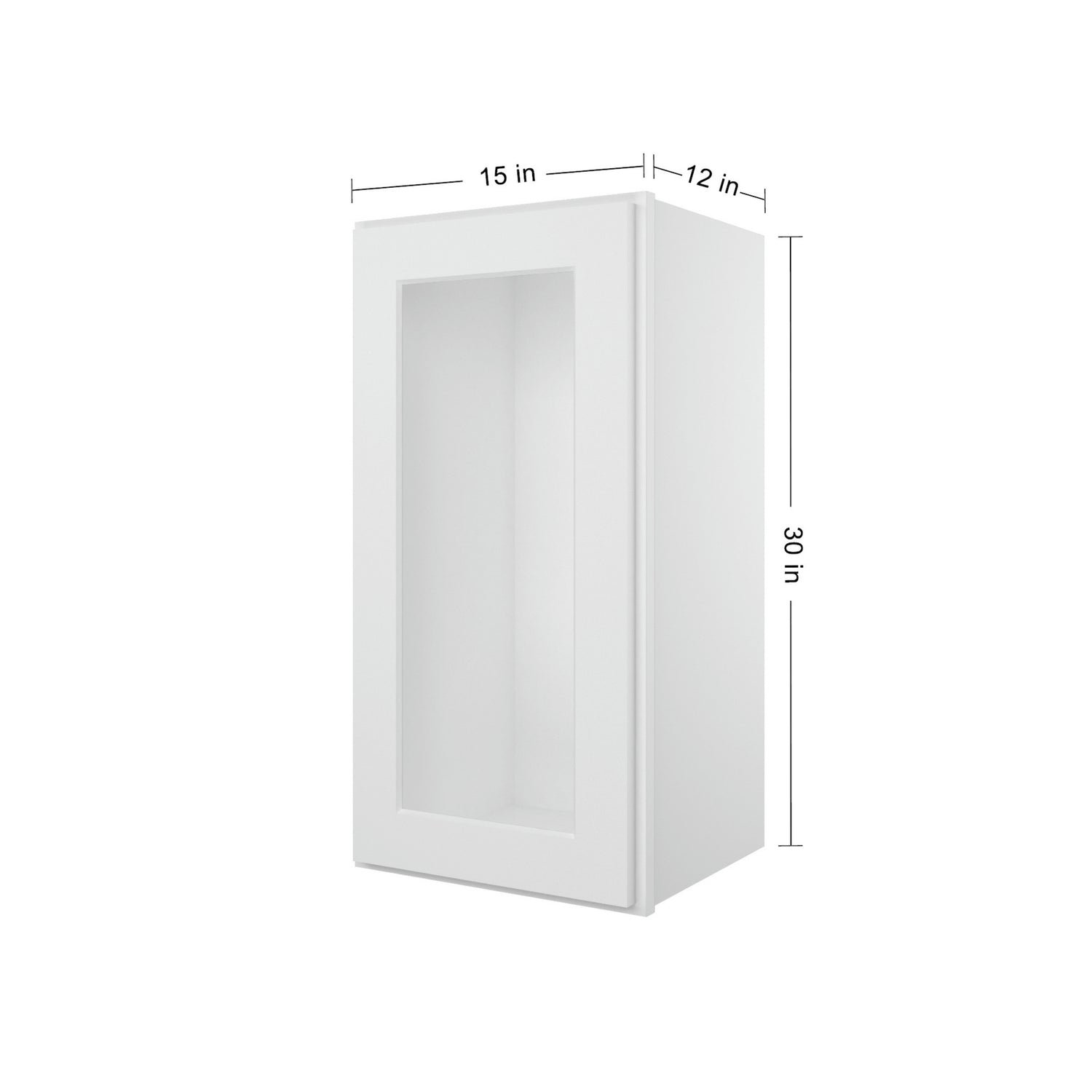 W1530GD Shaker White Single Glass Door Wall Cabinet