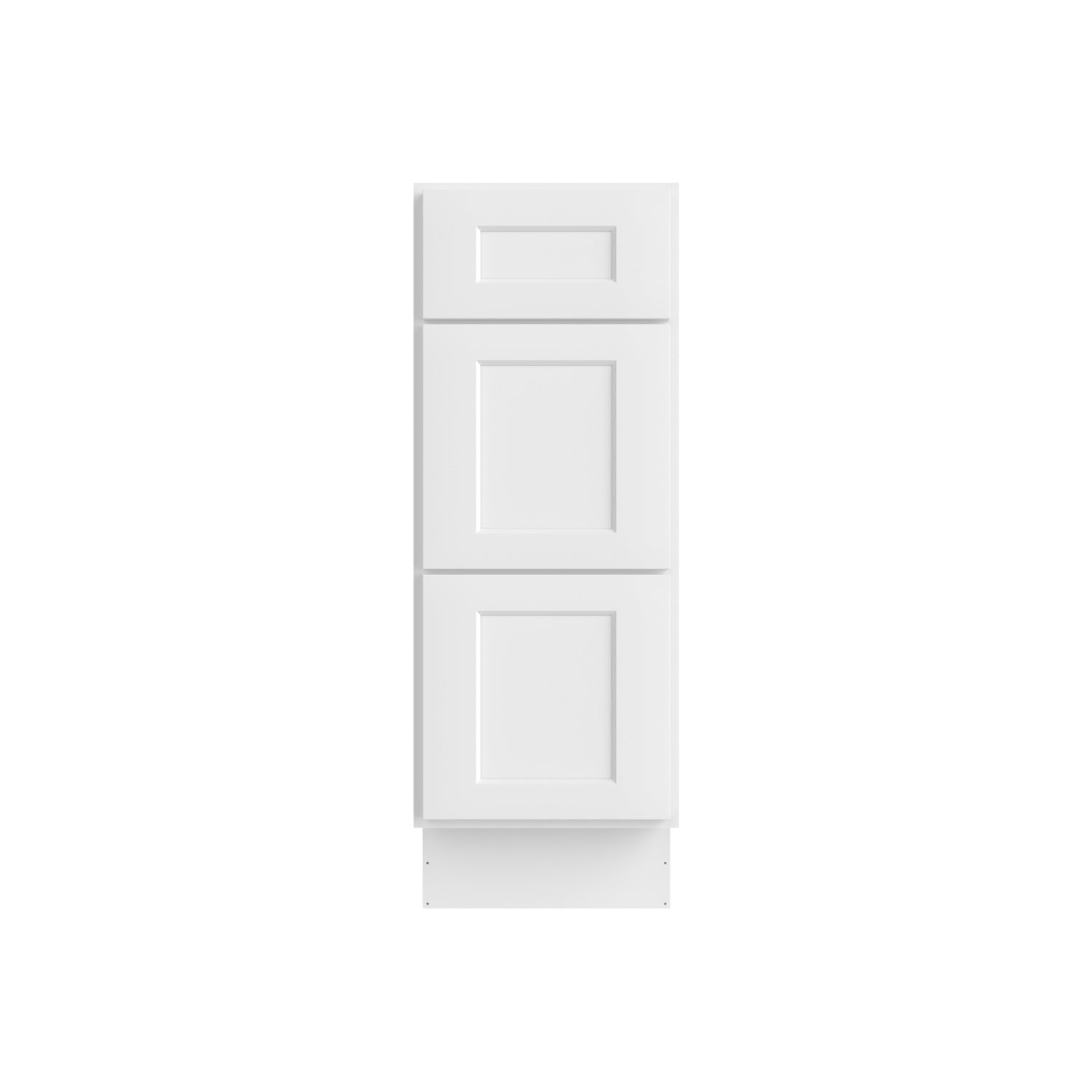 3VDB12 Shaker White Three Drawer Vanity Base Cabinet