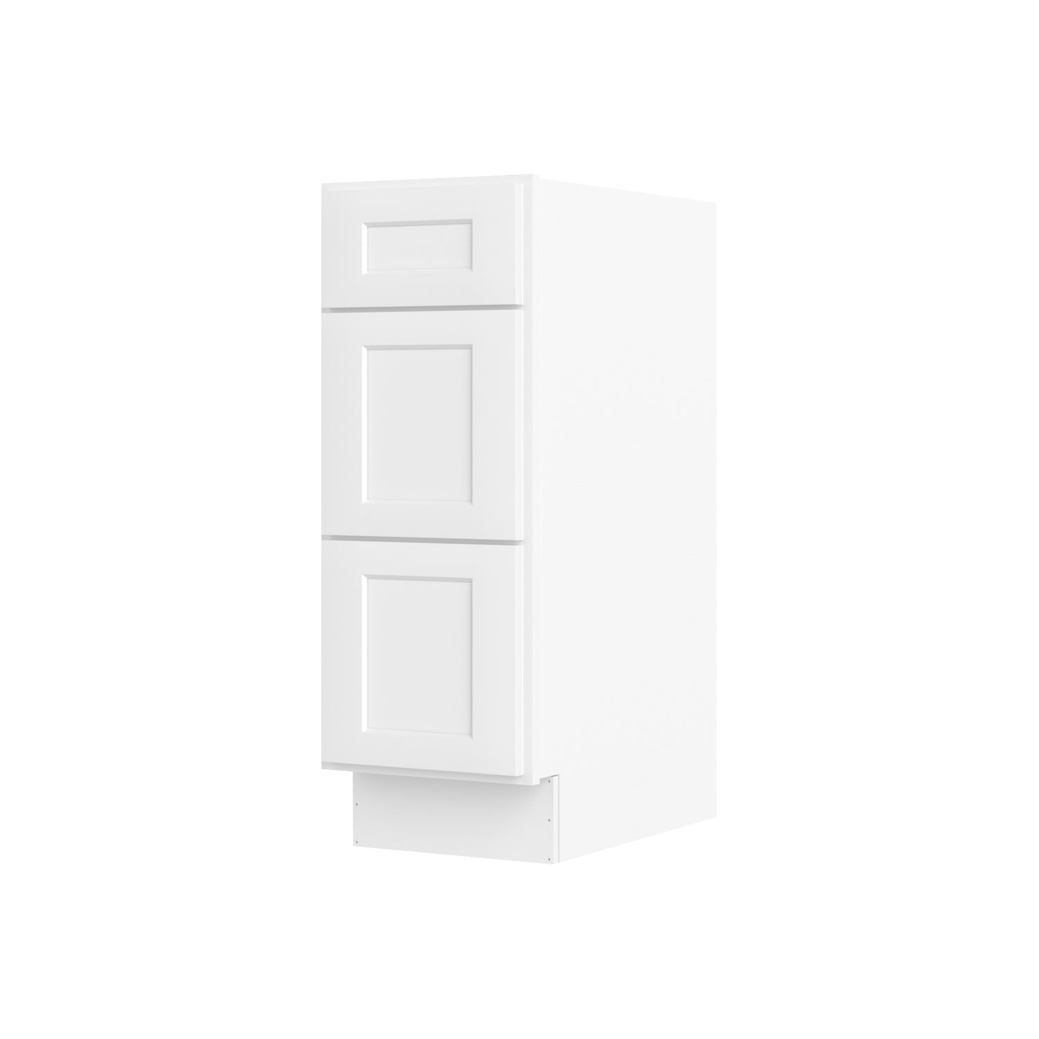 3VDB12 Shaker White Three Drawer Vanity Base Cabinet