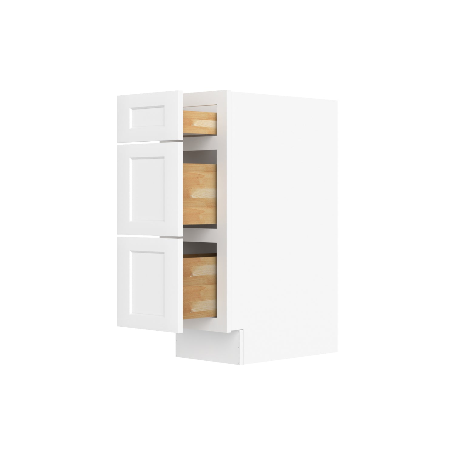 3VDB12 Shaker White Three Drawer Vanity Base Cabinet