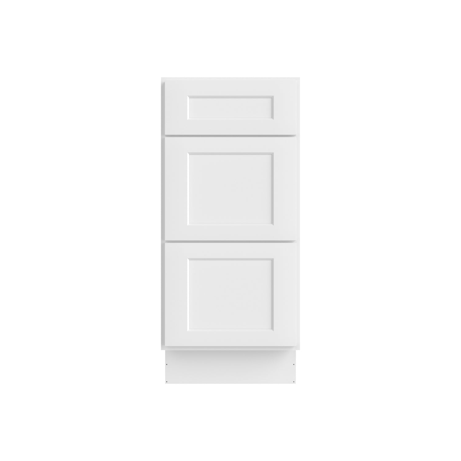 3VDB15 Shaker White Three Drawer Vanity Base Cabinet